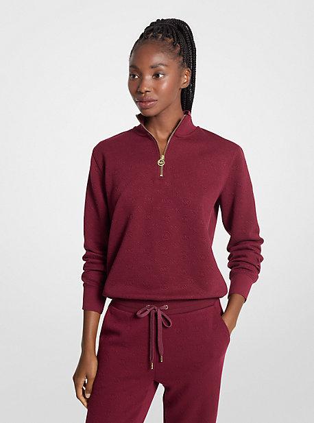 Michael Kors Logo Jacquard Quarter zip Sweater in Red Lyst