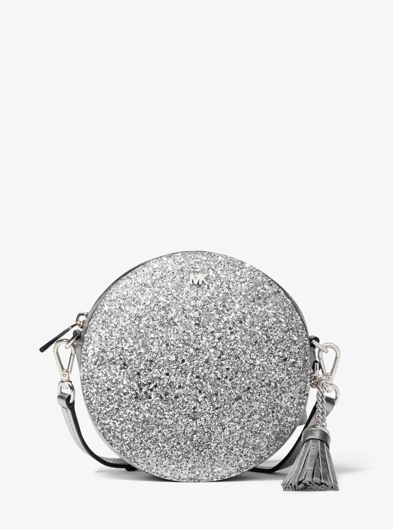 Michael Kors Glitter Canteen Crossbody in Silver (Metallic) - Lyst