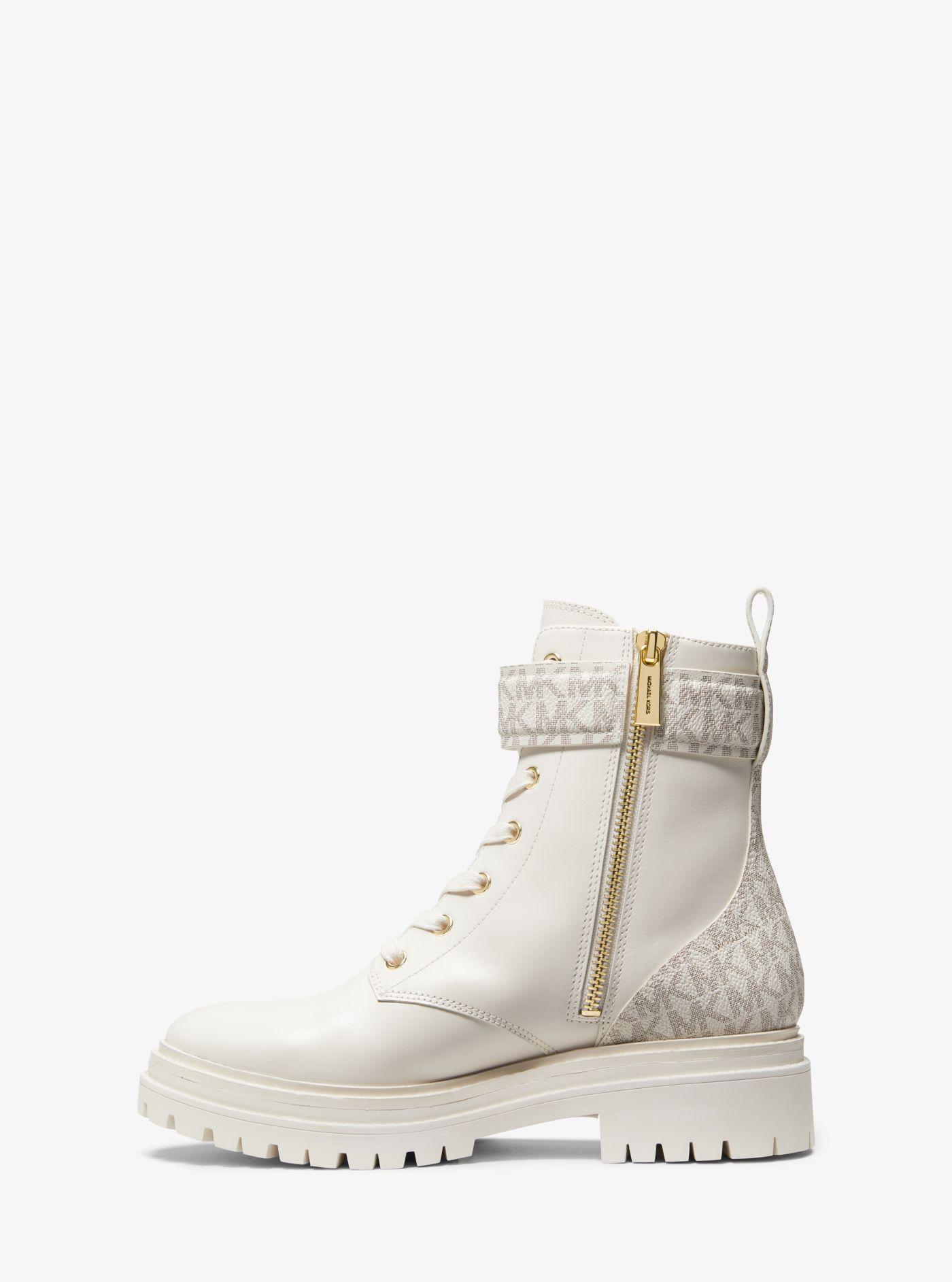 Michael Kors Parker Leather Combat Boot in White | Lyst
