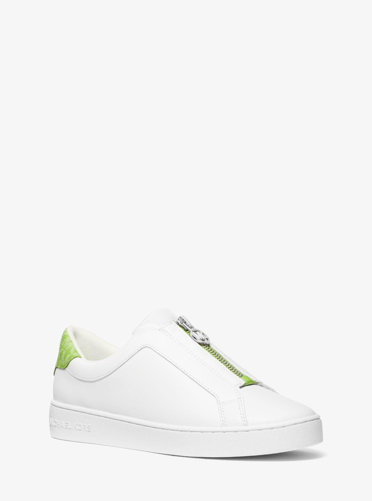 Leather Sneaker Michael Kors Trainers Womens Green Leather