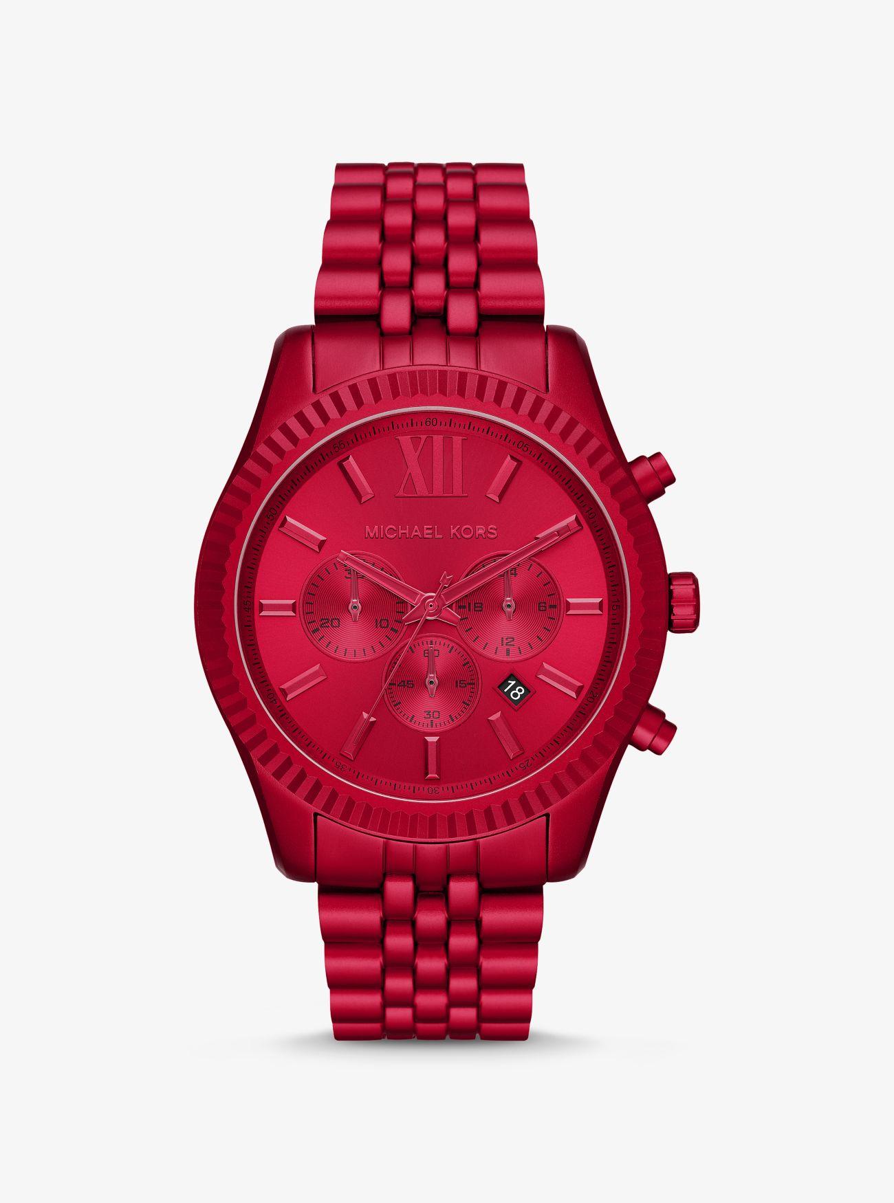 Michael Kors Quartz Watch With Metal Strap in Red for Men | Lyst