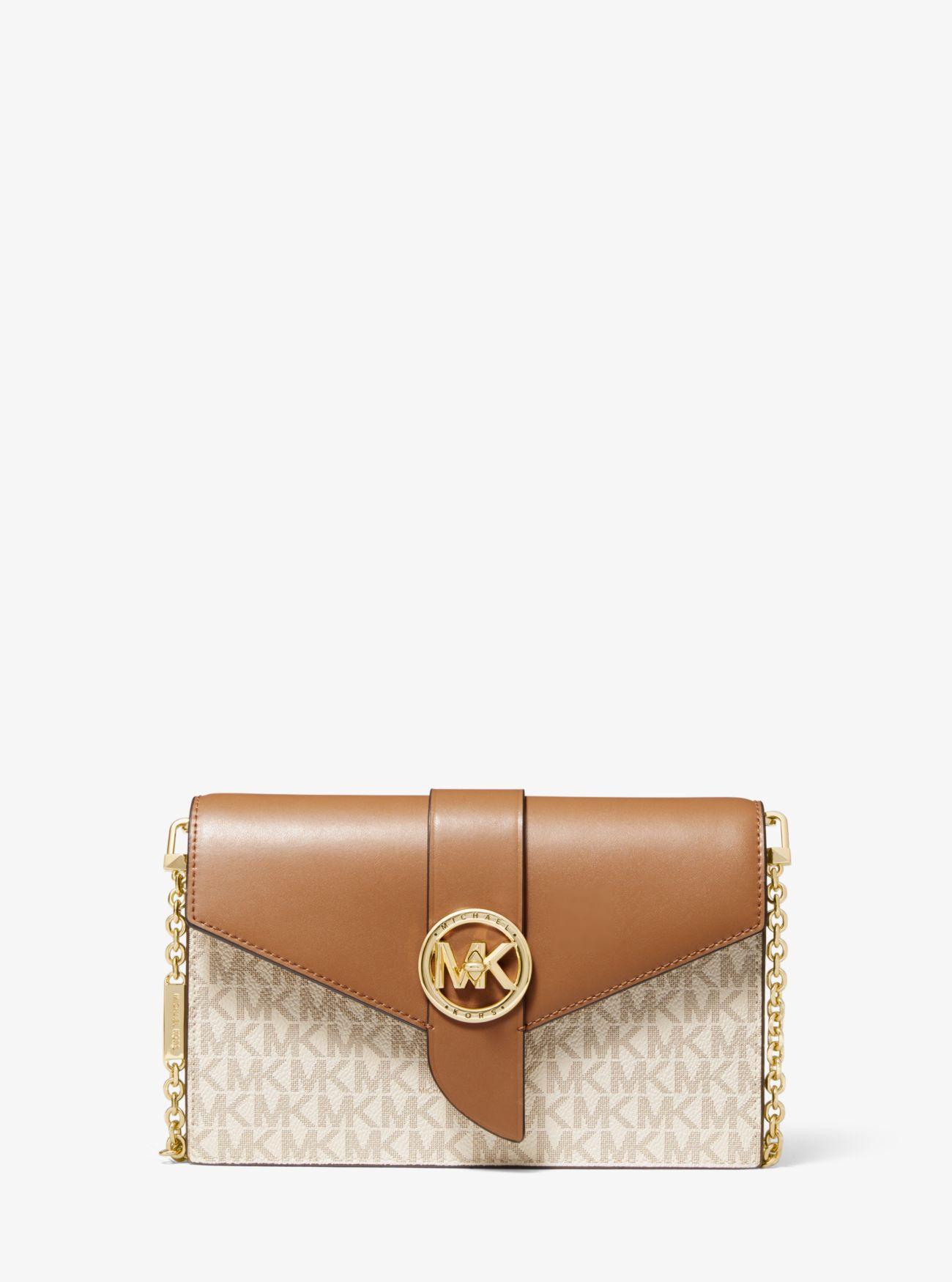 Michael Kors Medium Logo And Leather Convertible Crossbody Bag in