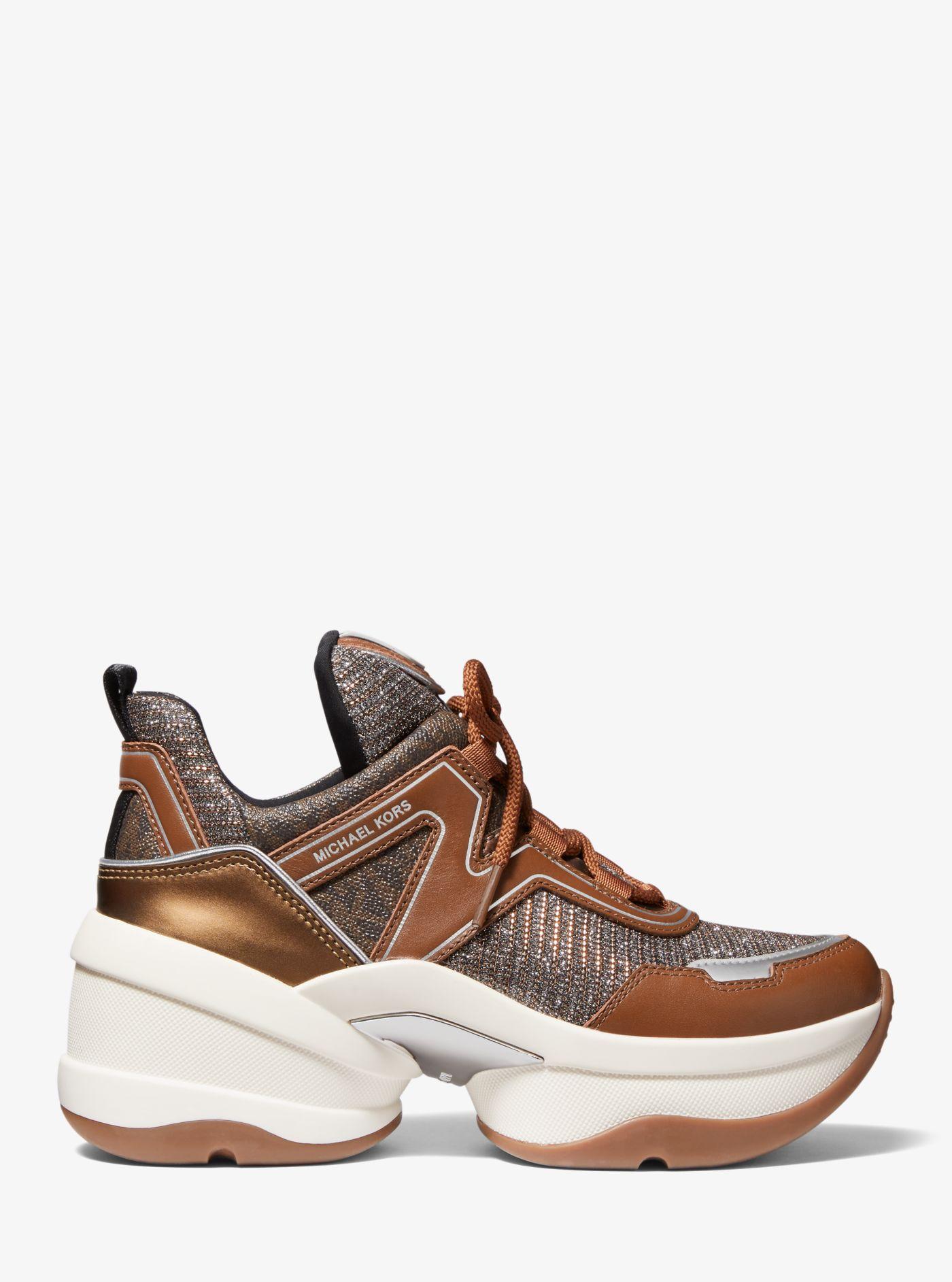 olympia glitter and leather trainer