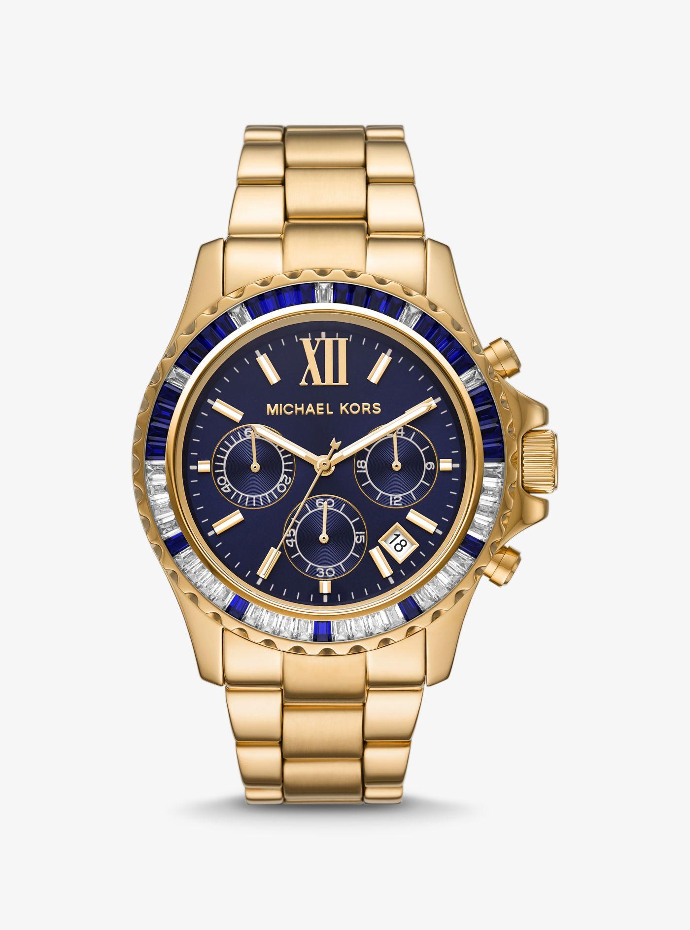 Michael Kors Oversized Everest Pavé Gold-tone Watch in Metallic | Lyst