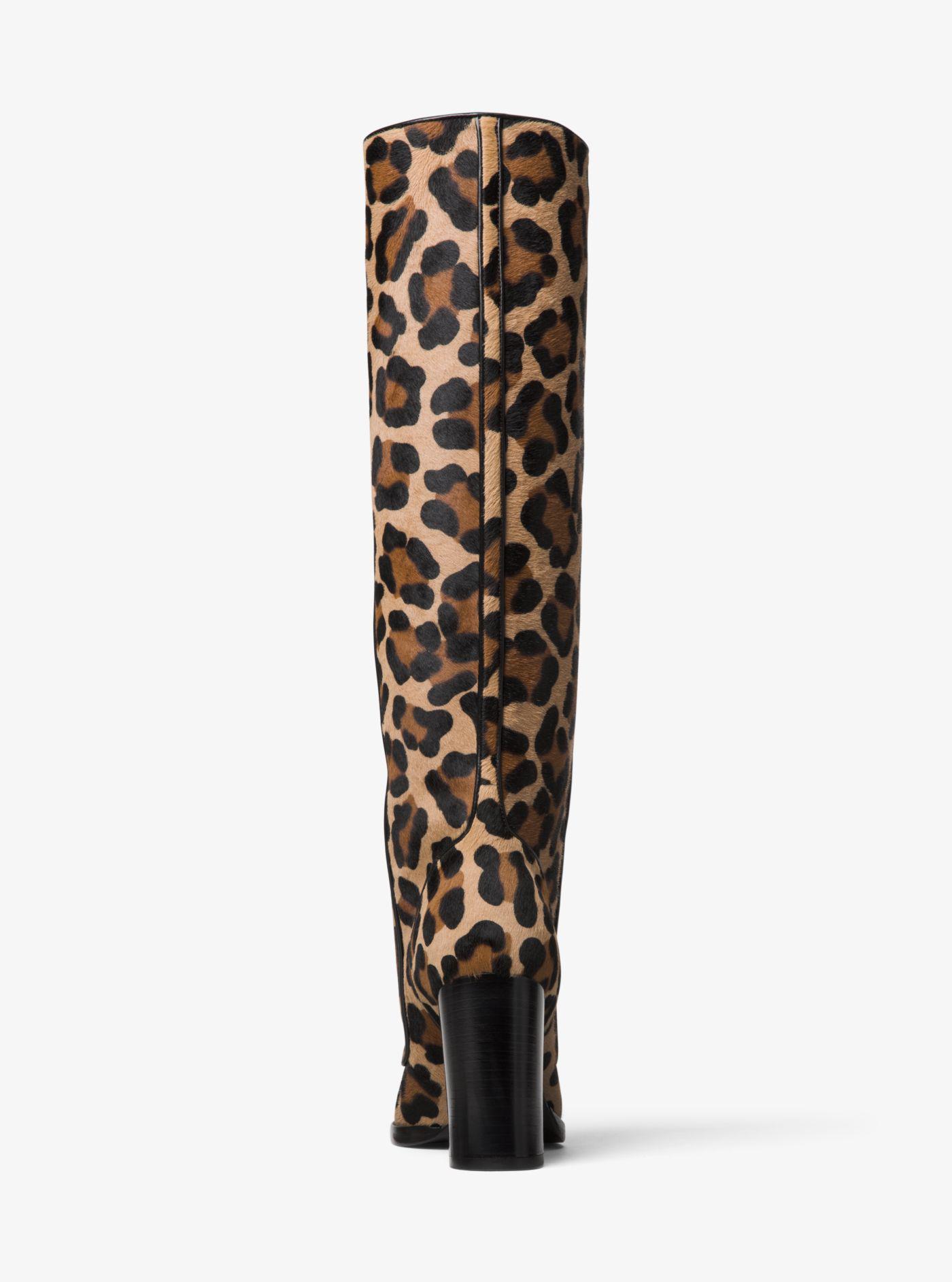 leopard print wide fit boots