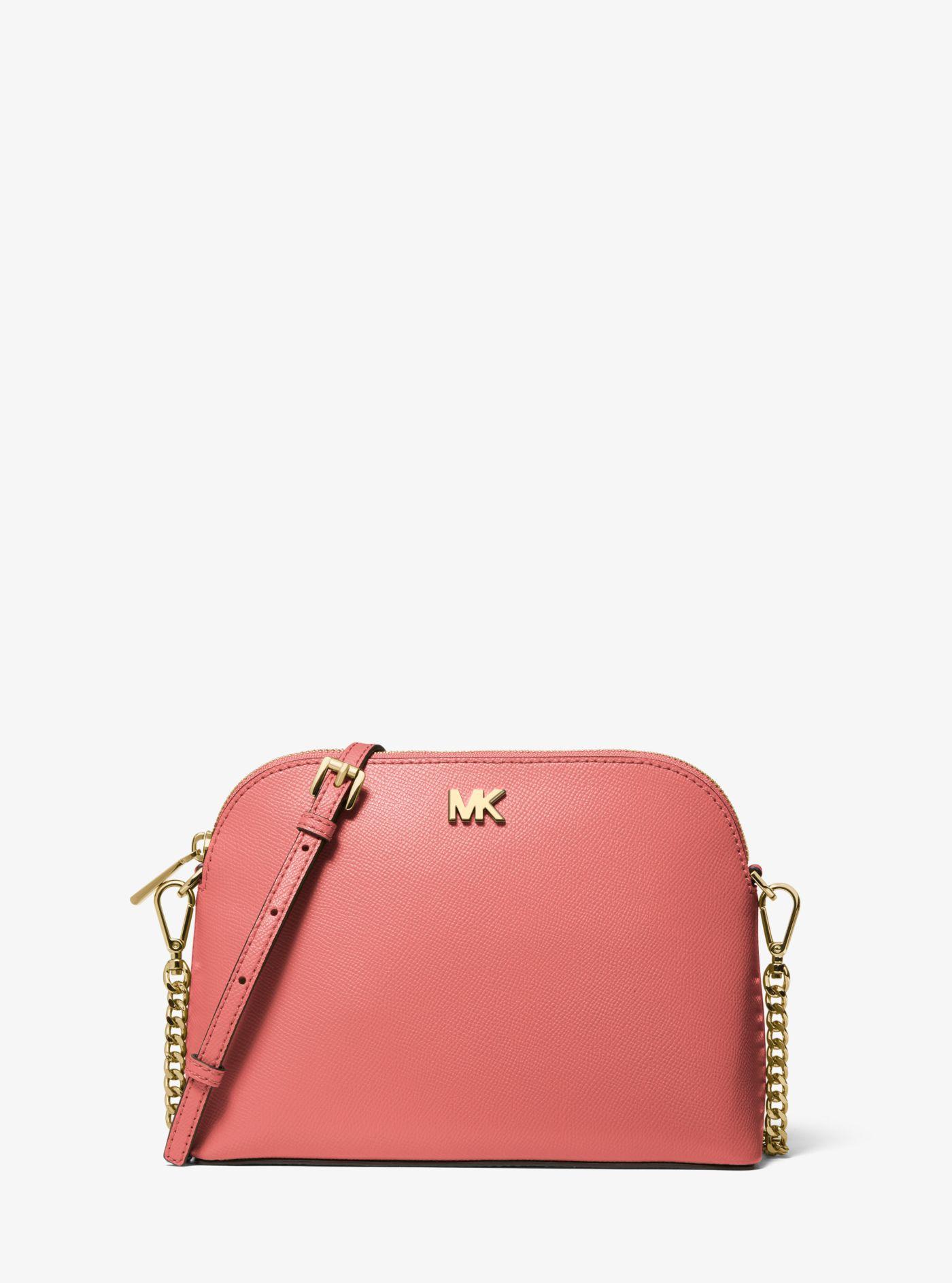 Michael Kors Large Crossgrain Leather Dome Crossbody Bag in Pink | Lyst