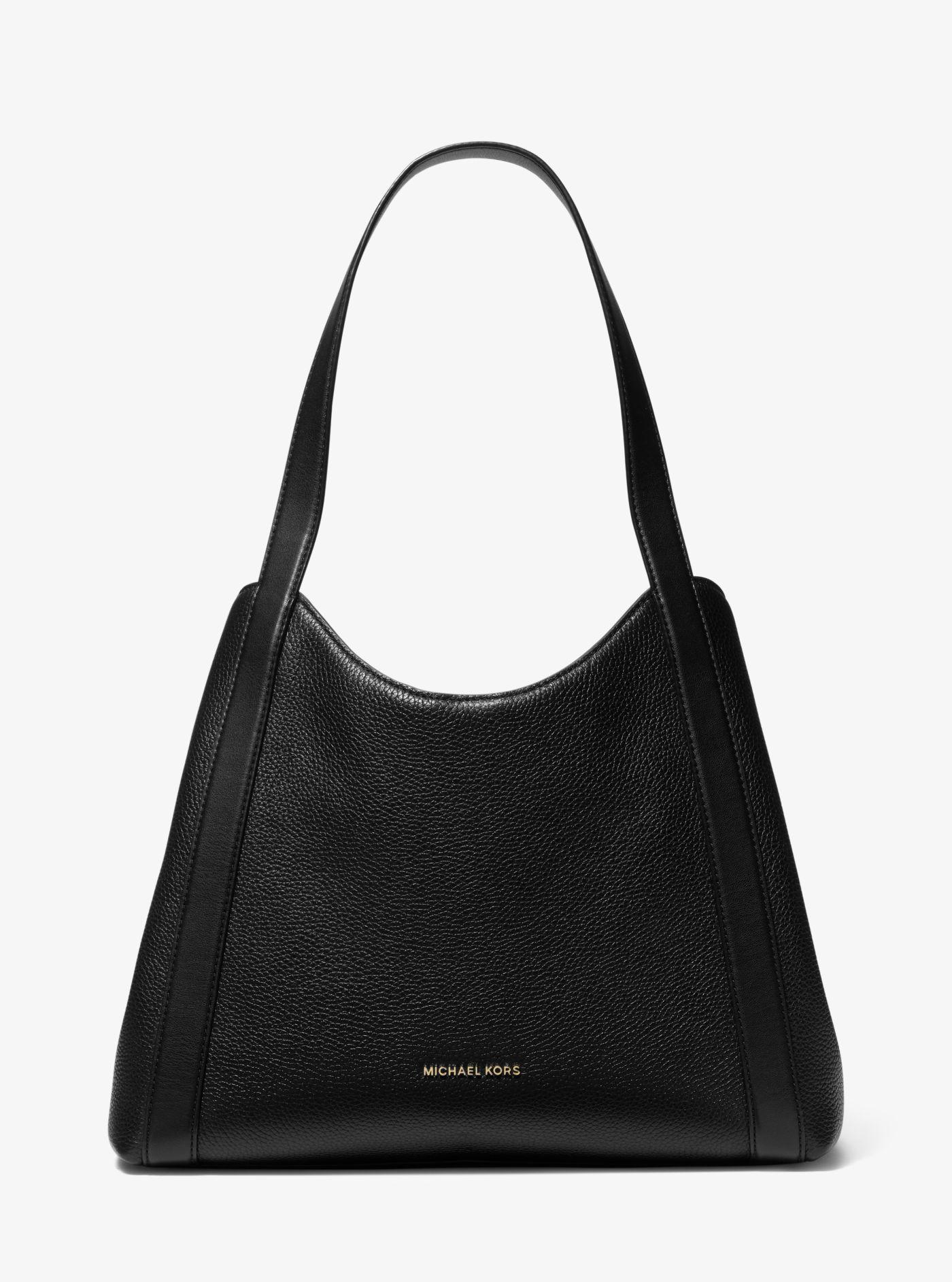 Michael Kors Rosemary Large Pebbled Leather Shoulder Bag in Black | Lyst