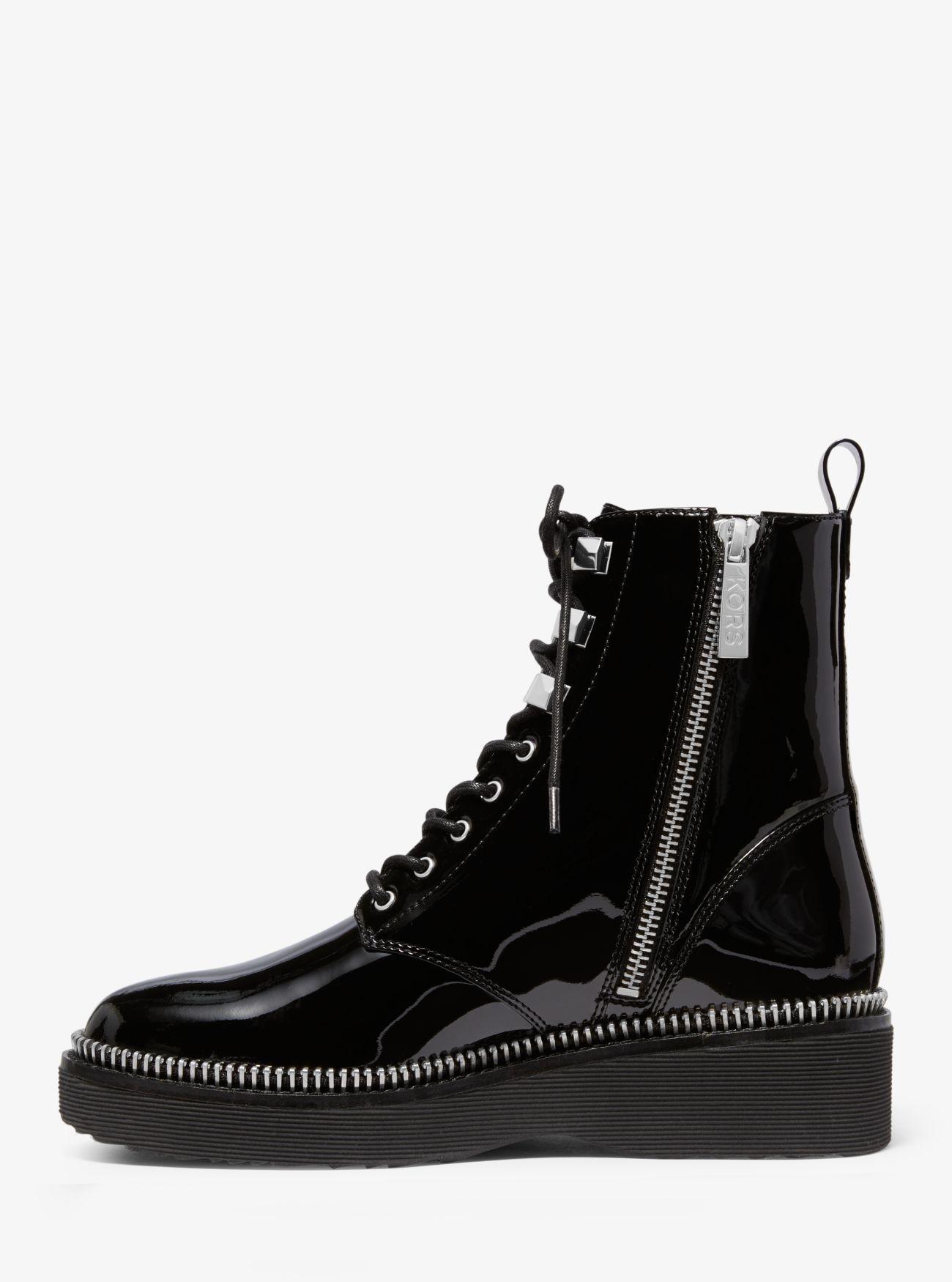 MICHAEL Michael Kors Haskell Patent Leather Combat Boot in Black - Lyst