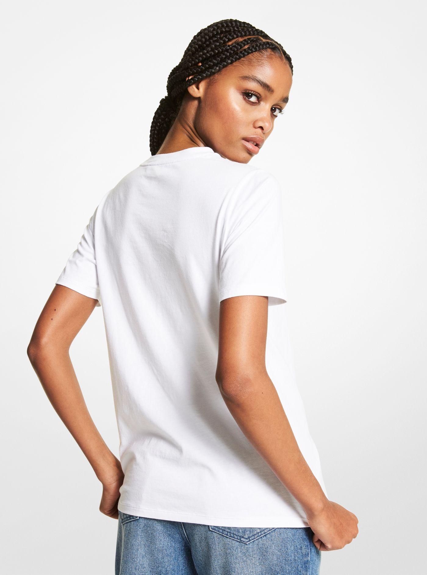 Michael Kors Logo Organic Cotton Jersey T-shirt in White | Lyst