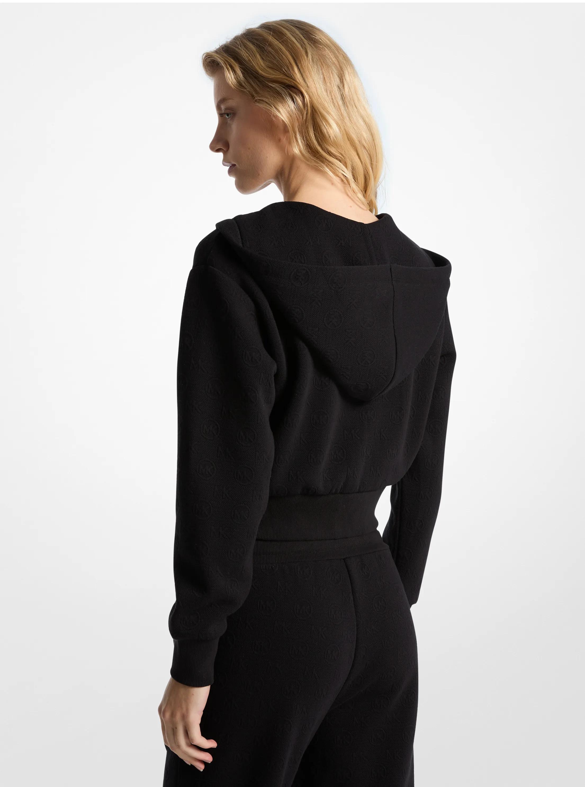 Michael Kors Logo Jacquard Charm Jacquard Cropped Zip-Up Hoodie in