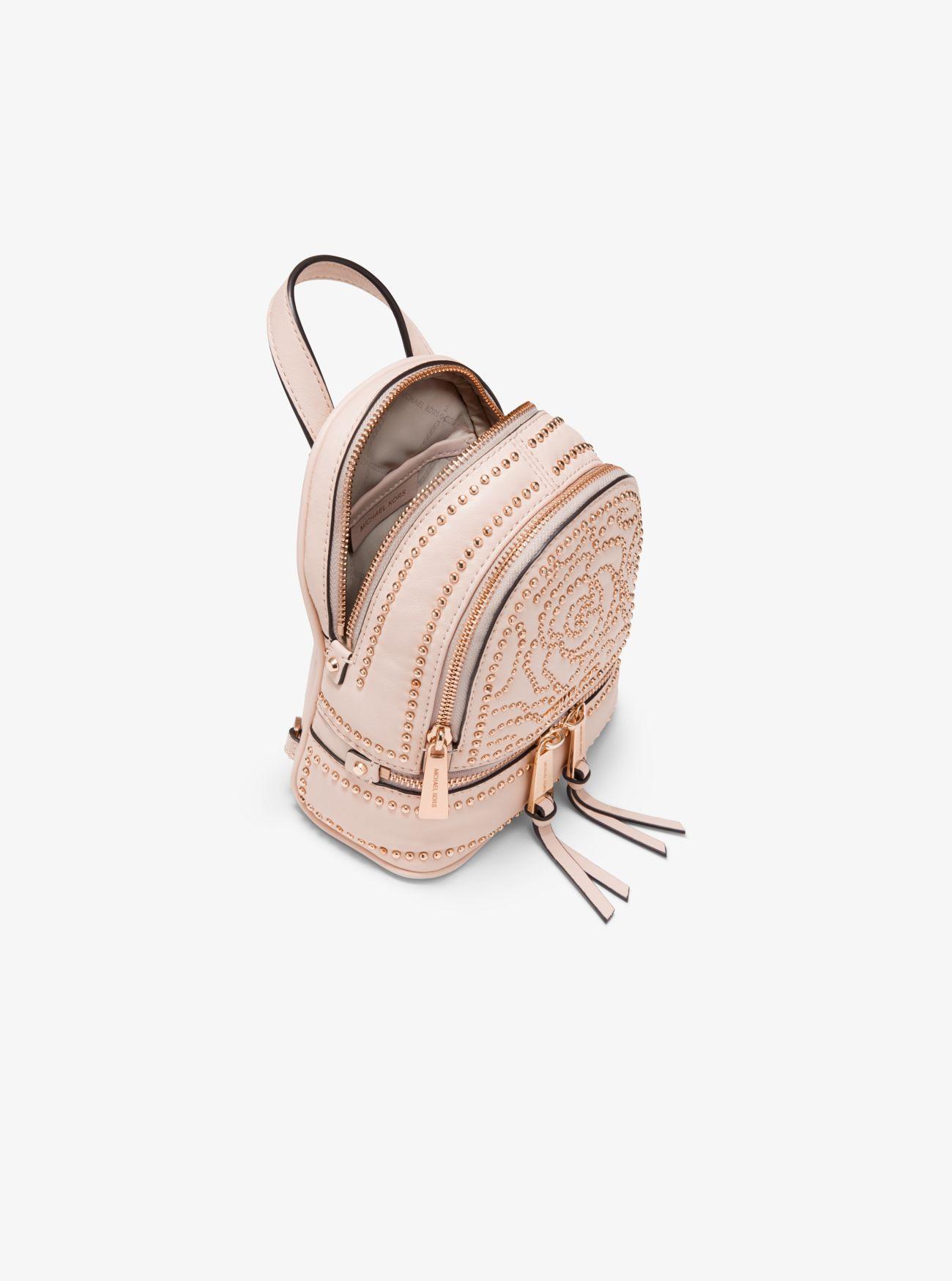 rhea mini rose studded leather backpack