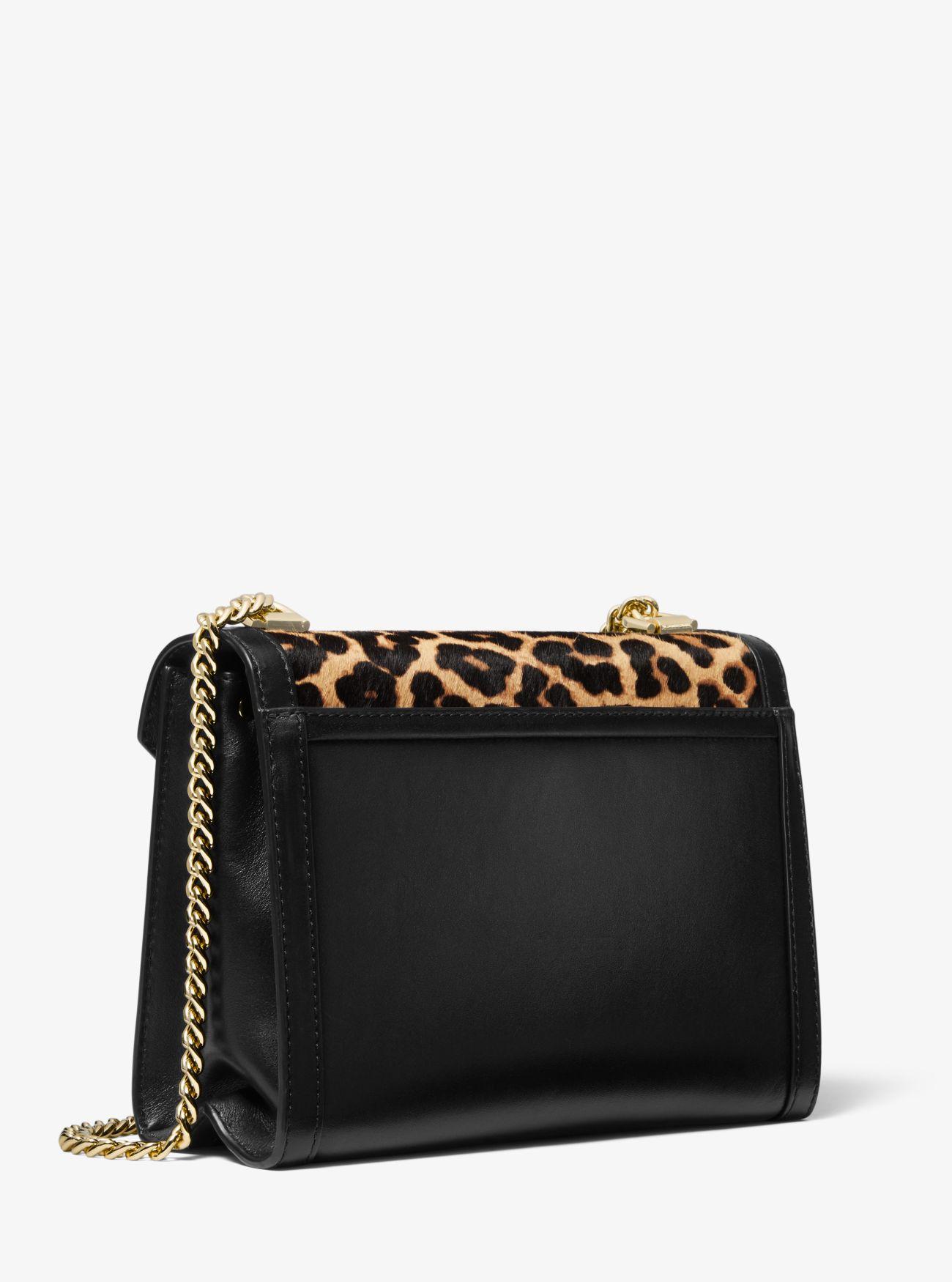 Michael Kors Leather Whitney Large Leopard Calf Hair Convertible ...