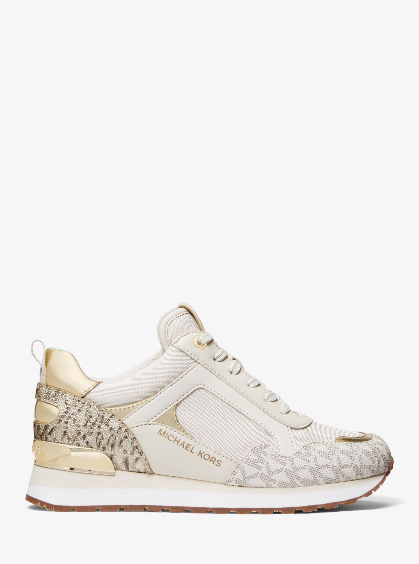 Michael Kors Canvas Wilma Two-tone Logo Trainer | Lyst