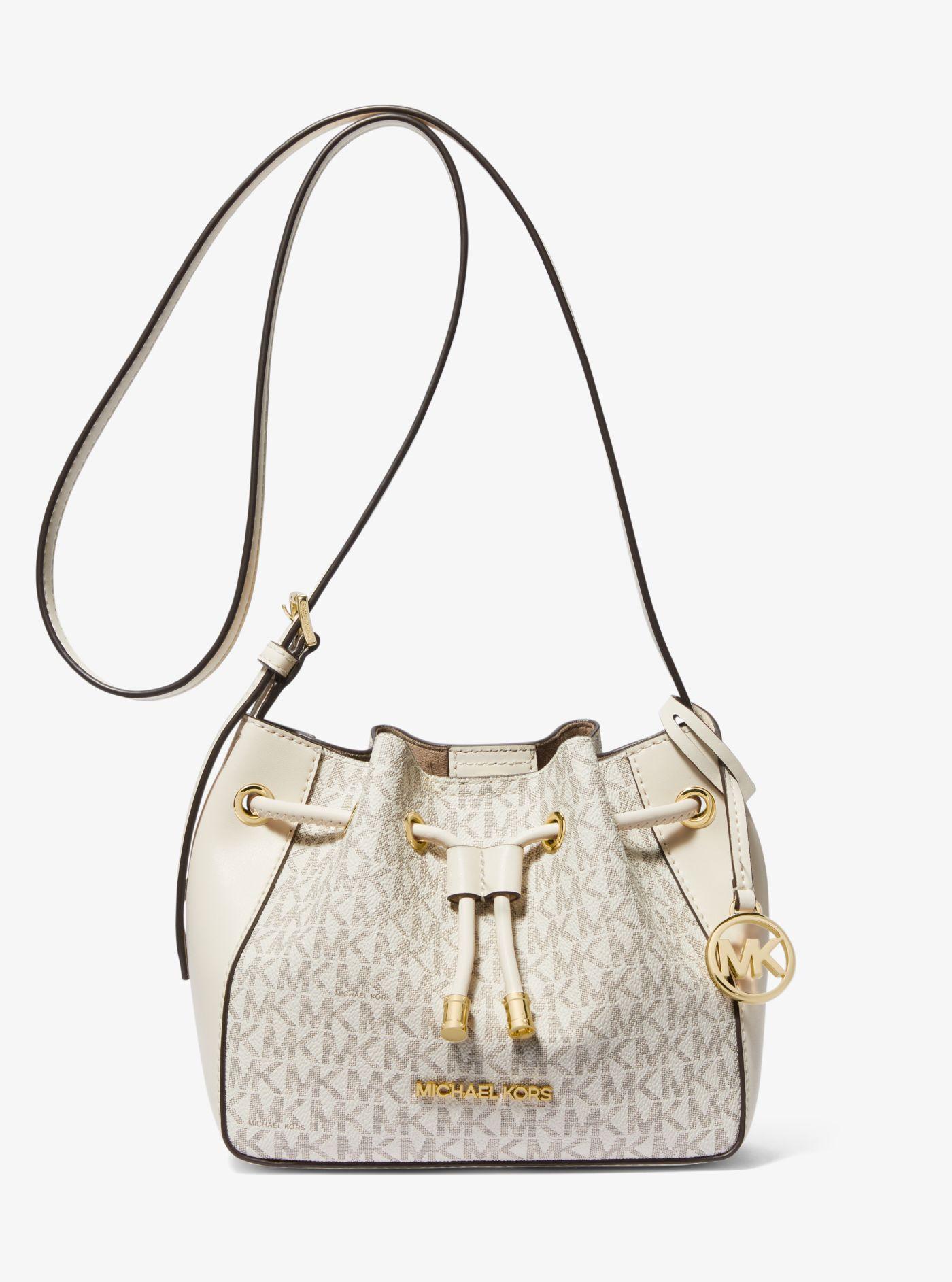 Michael Kors Phoebe Small Logo Bucket Bag in White | Lyst