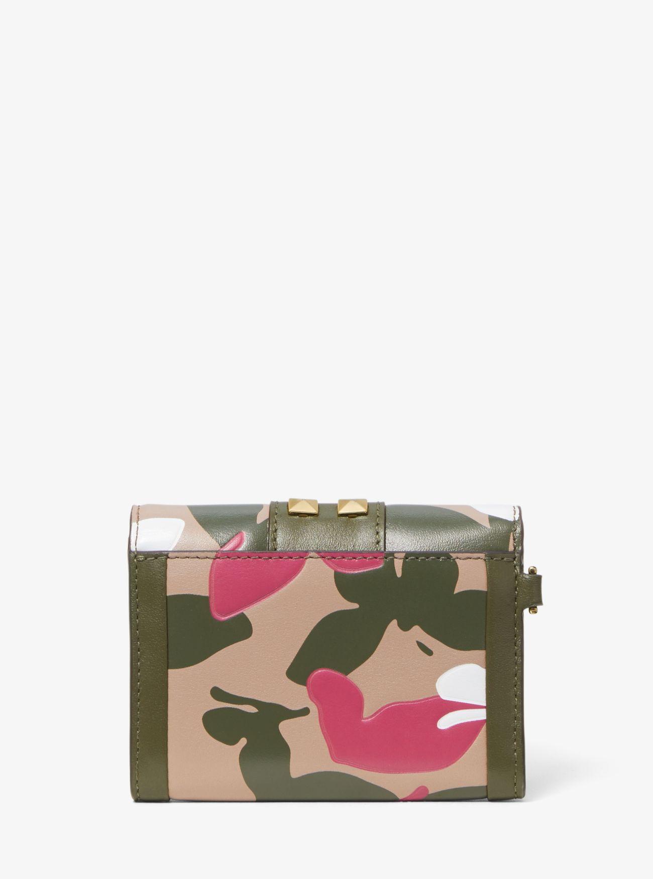 whitney small butterfly camo leather chain wallet