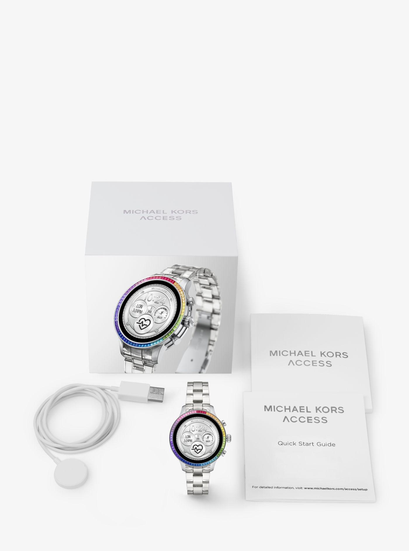 Michael Kors Gen 4 Runway Acetate And Rainbow Pavé Smartwatch in Silver  (Metallic) - Lyst