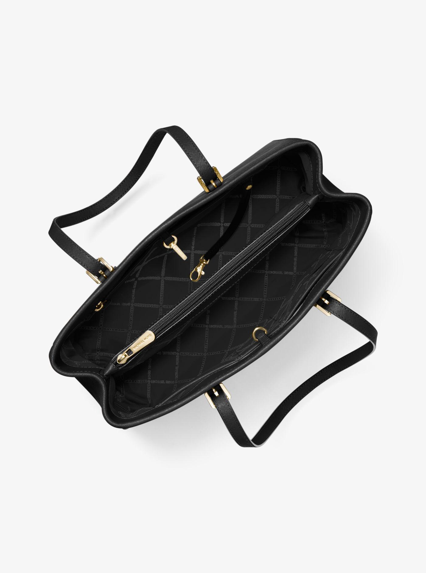 Michael Kors Jet Set Saffiano Leather Tote Bag in Black | Lyst