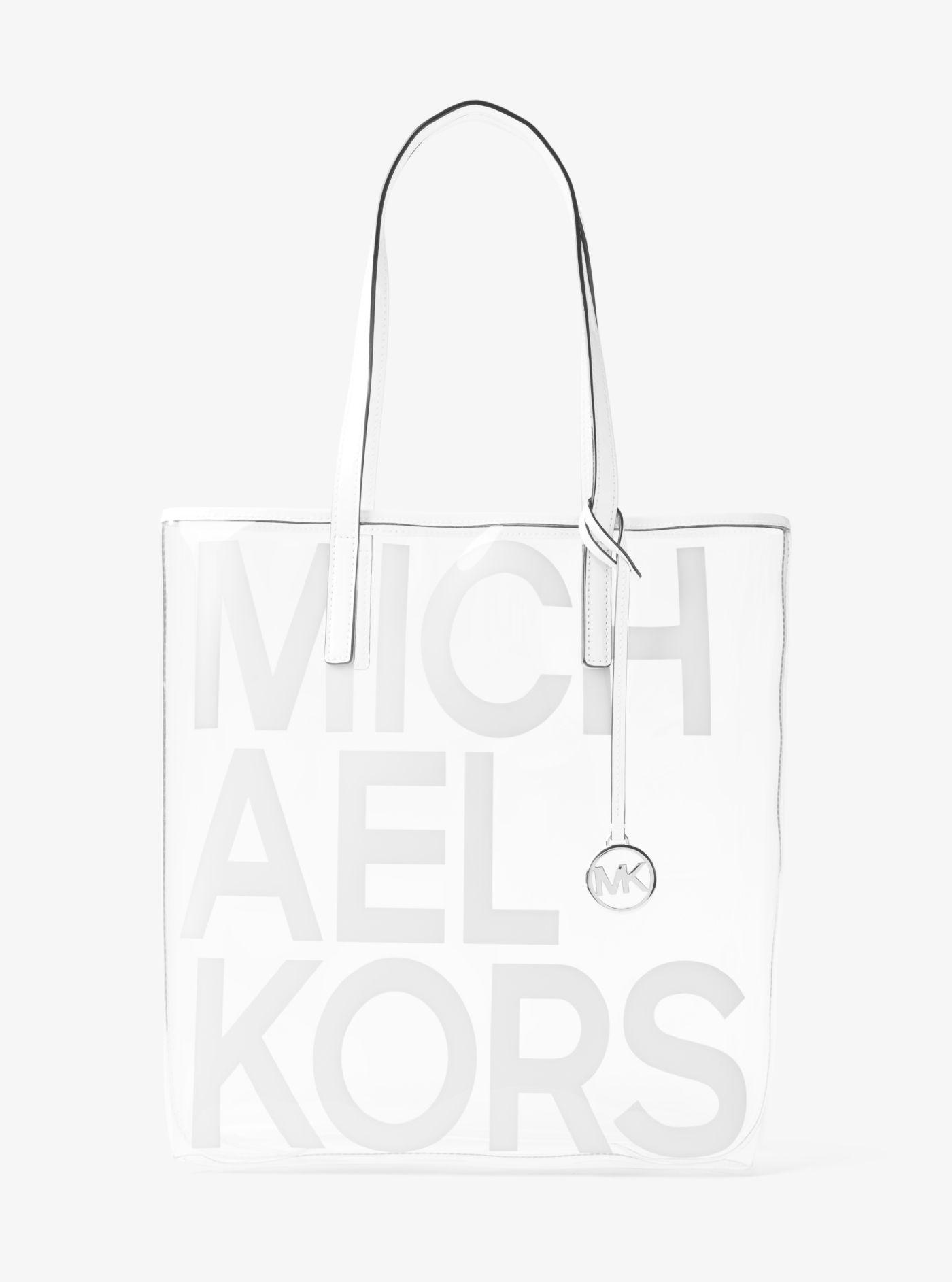 Michael Michael Large Graphic Logo Clear Tote Bag in White - Lyst