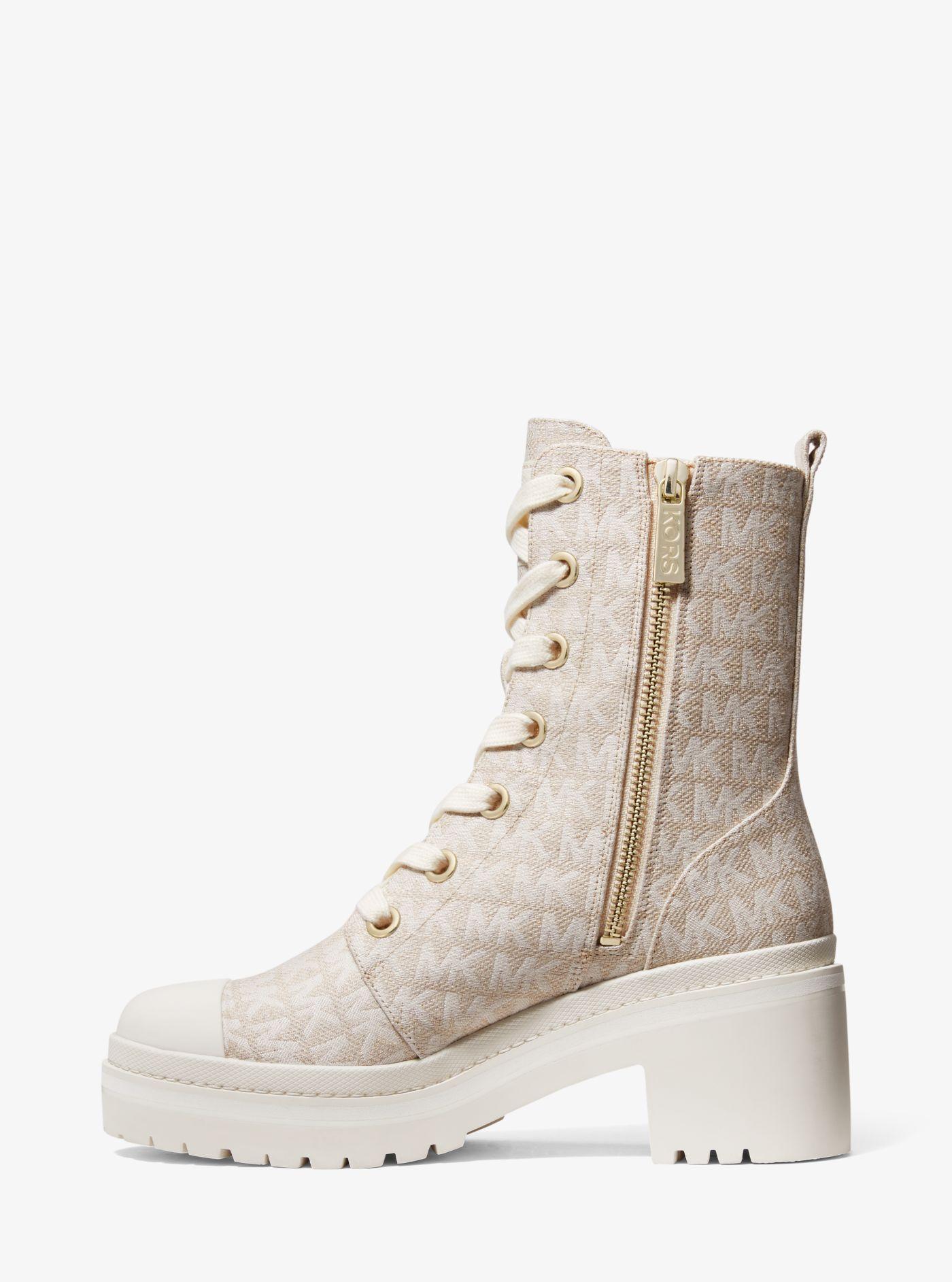 Michael Kors Corey Logo Jacquard Combat Boot in Natural | Lyst