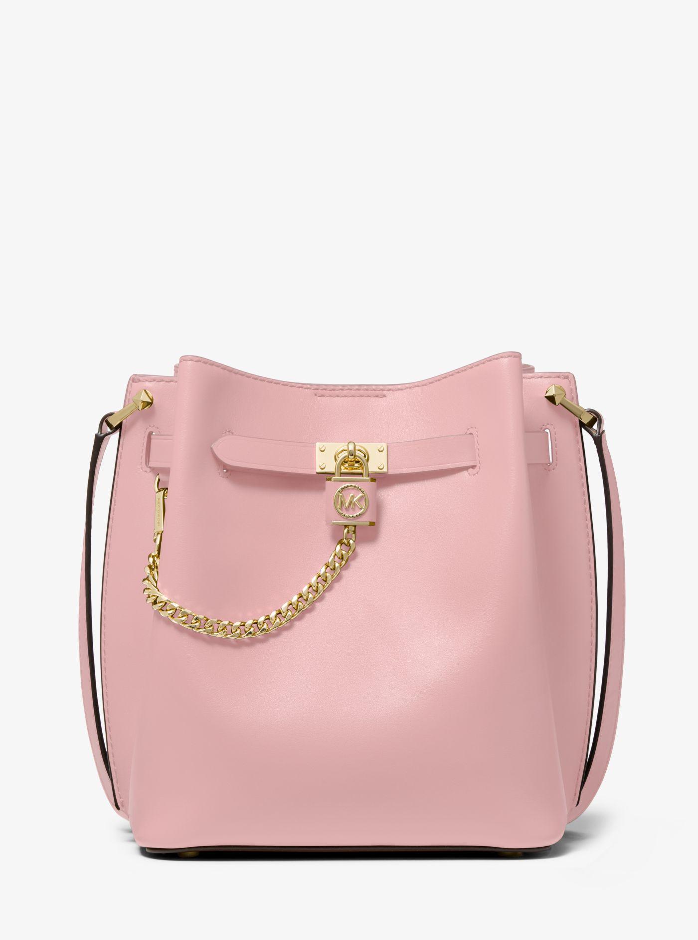 Michael Kors Hamilton Legacy Medium Leather Messenger Bag in Pink | Lyst