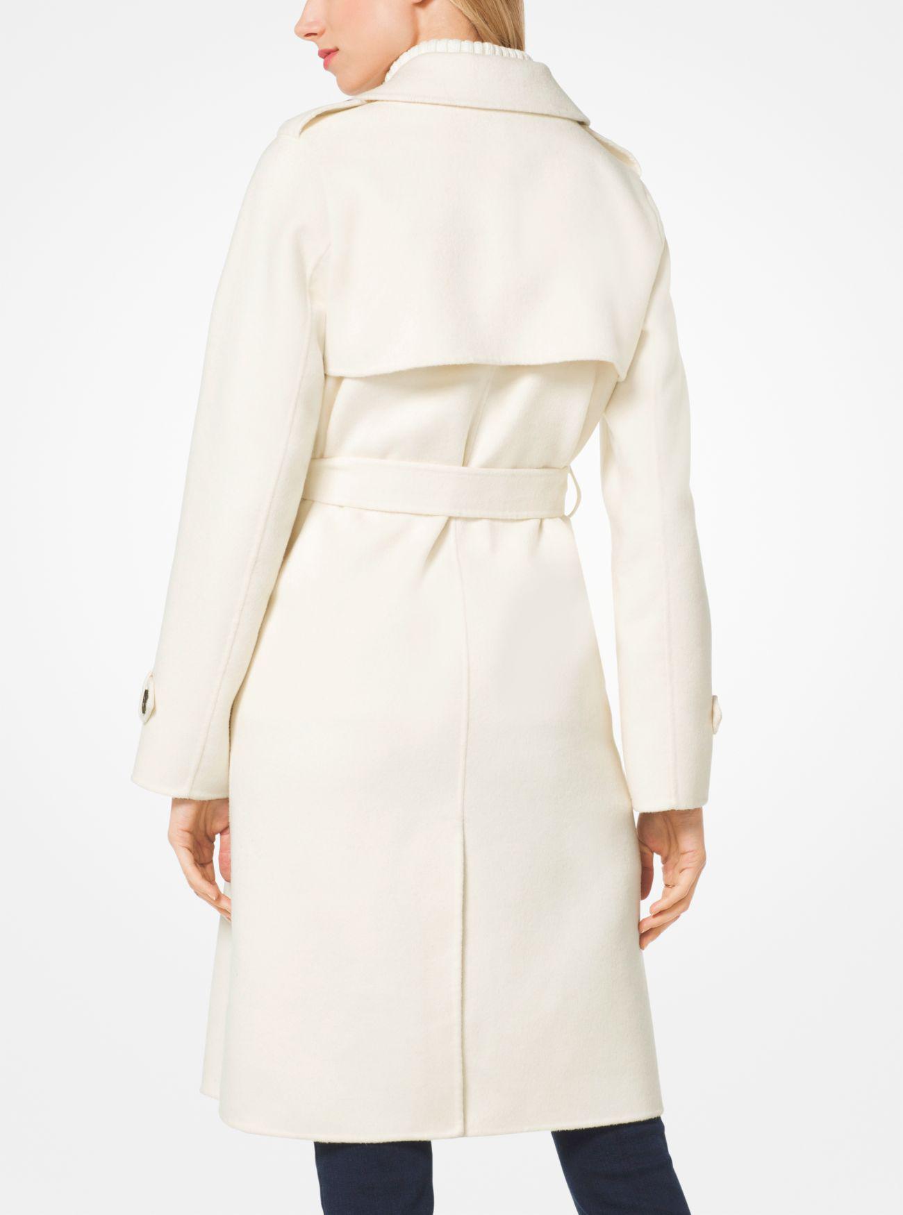 Michael Kors Wool-blend Wrap Coat in Ivory (White) | Lyst