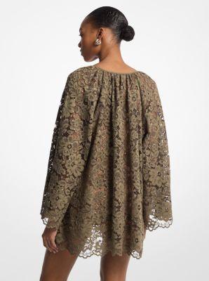 Michael Kors Mk Studded Corded Floral Lace V-Neck Dress in Natural | Lyst