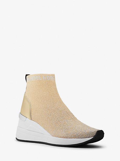 Michael Kors Skyler Metallic Stretch Knit Sock Boot in White Lyst