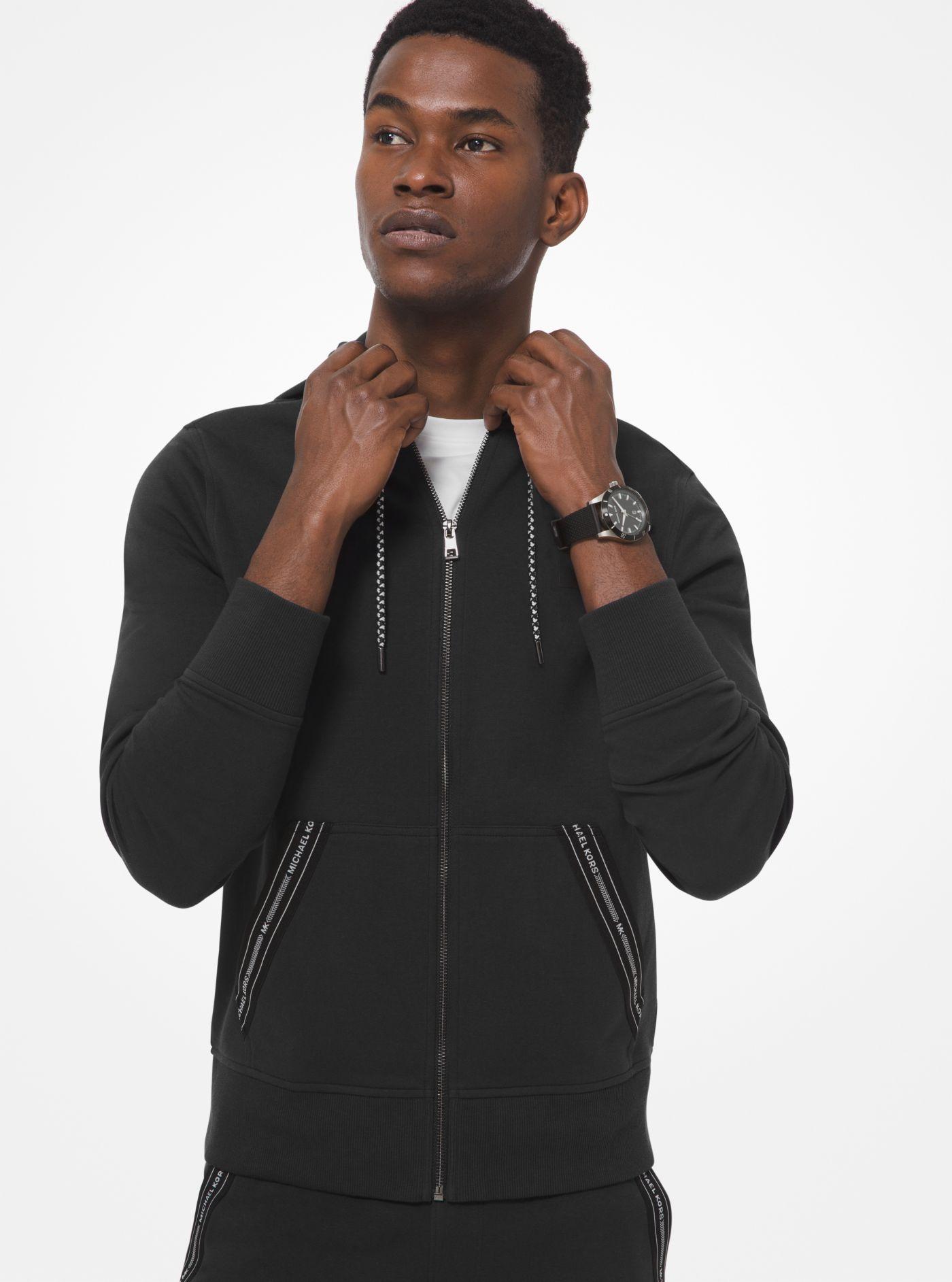 Michael Kors Logo Cotton Blend Zip-up Hoodie in Black for Men - Lyst