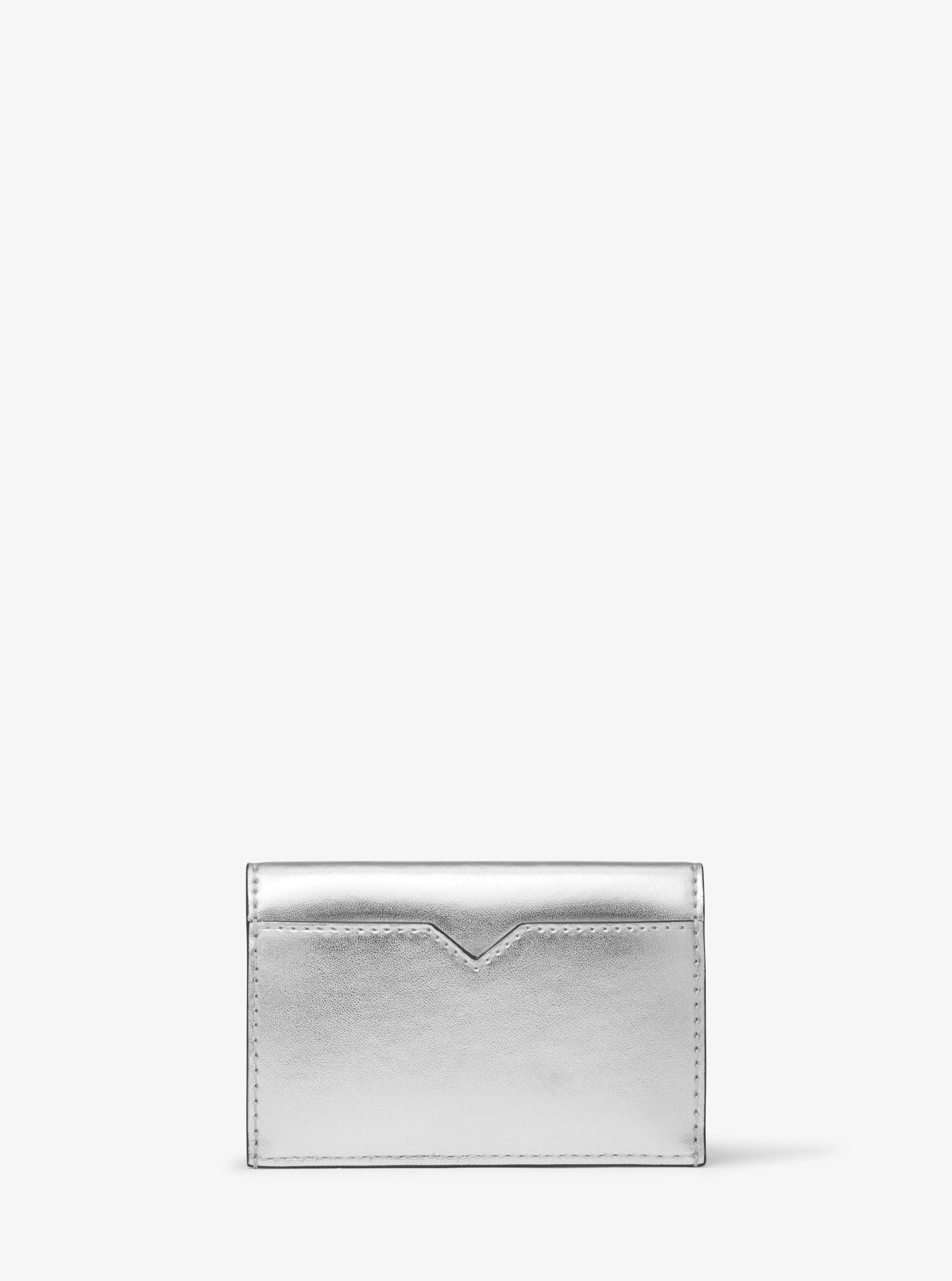 Michael Kors Metallic Faux Leather Card Case And Wallet Set in White | Lyst