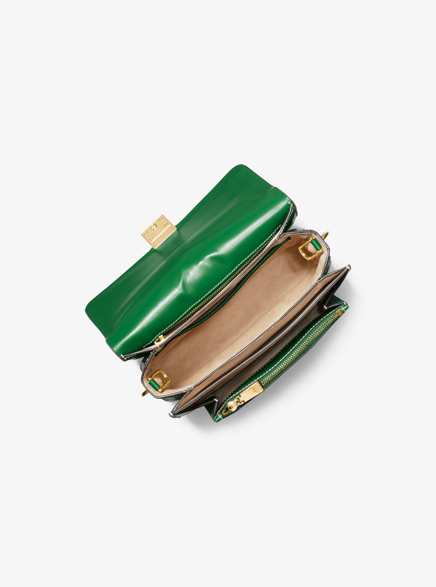 Michael Kors Crawford Studded Leather Crossbody Bag in Green | Lyst