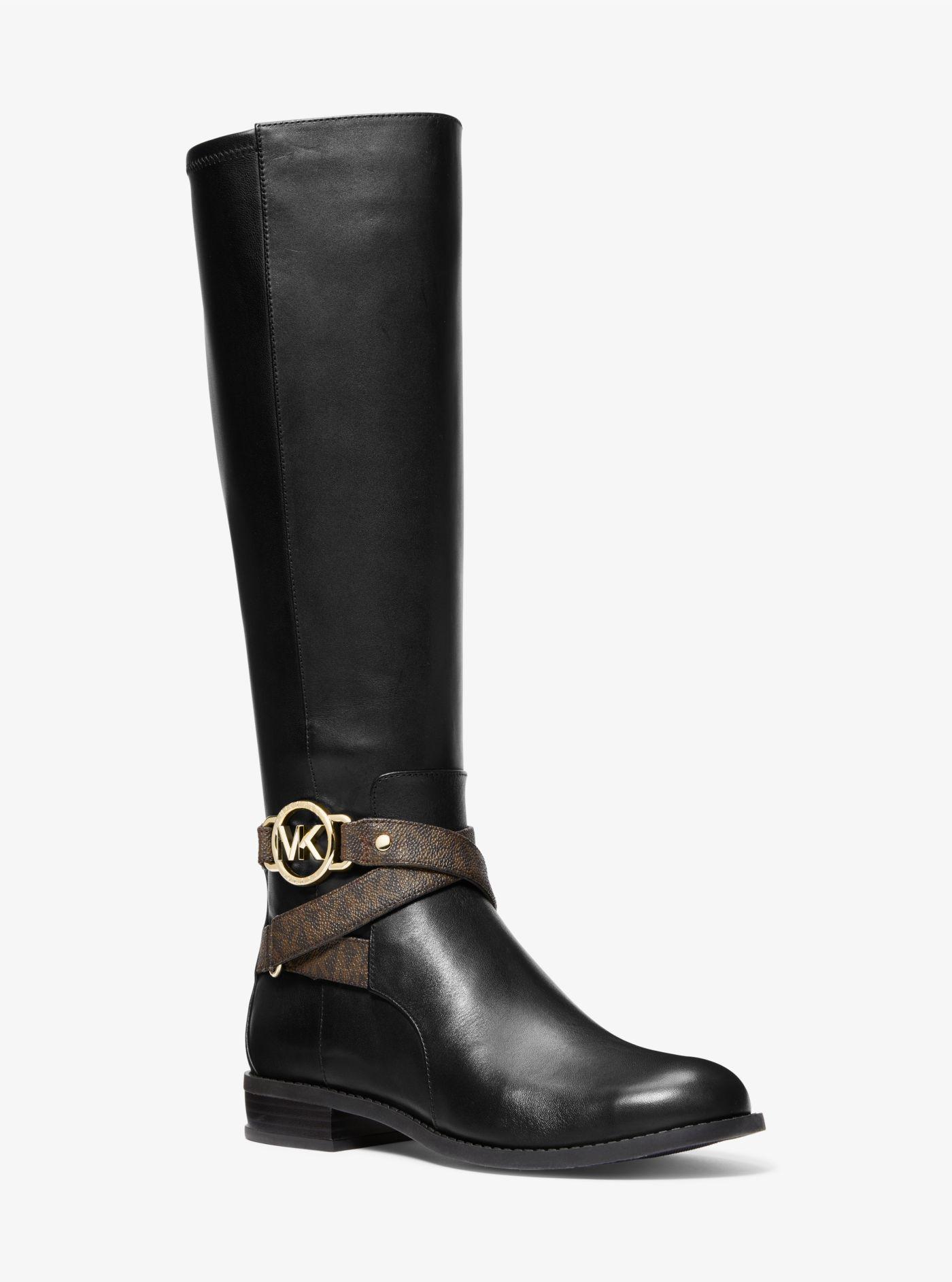 Michael Kors Rory Leather And Logo Boot in Black | Lyst