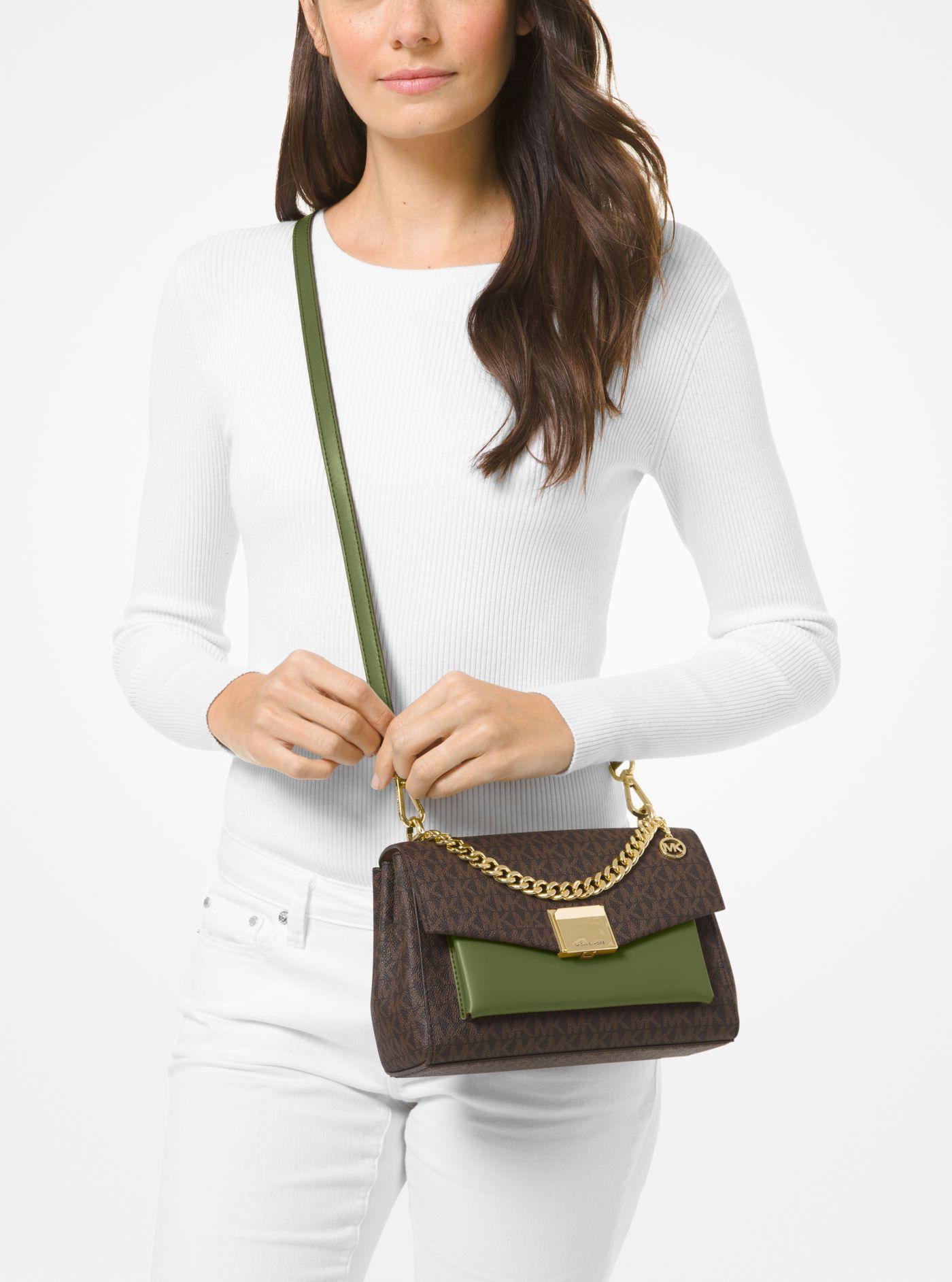 lita medium two tone logo crossbody bag green