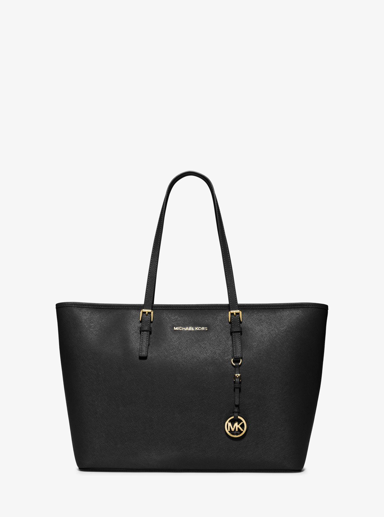 Sac a main Jet Set de taille moyenne en cuir saffiano avec glissiere superieure MICHAEL Michael Kors en coloris Noir Lyst