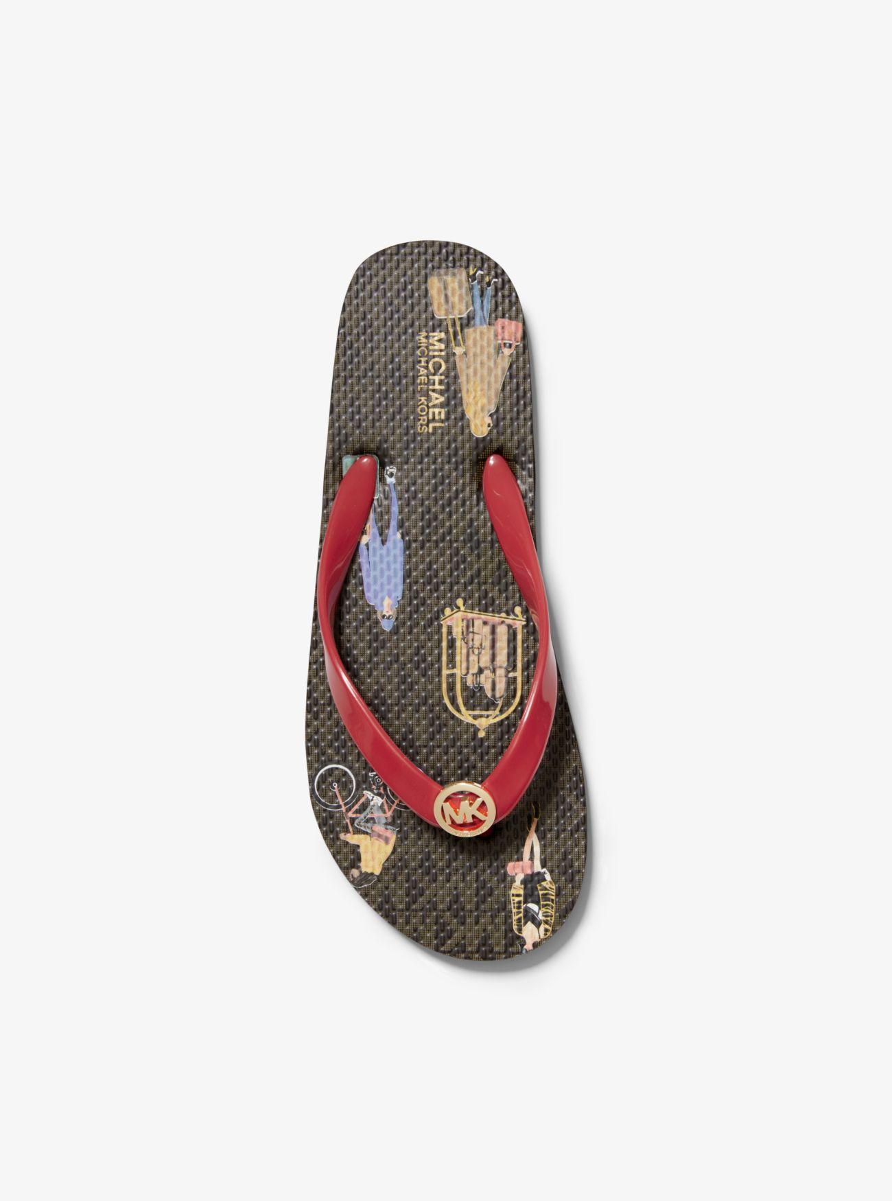 michael kors red flip flops