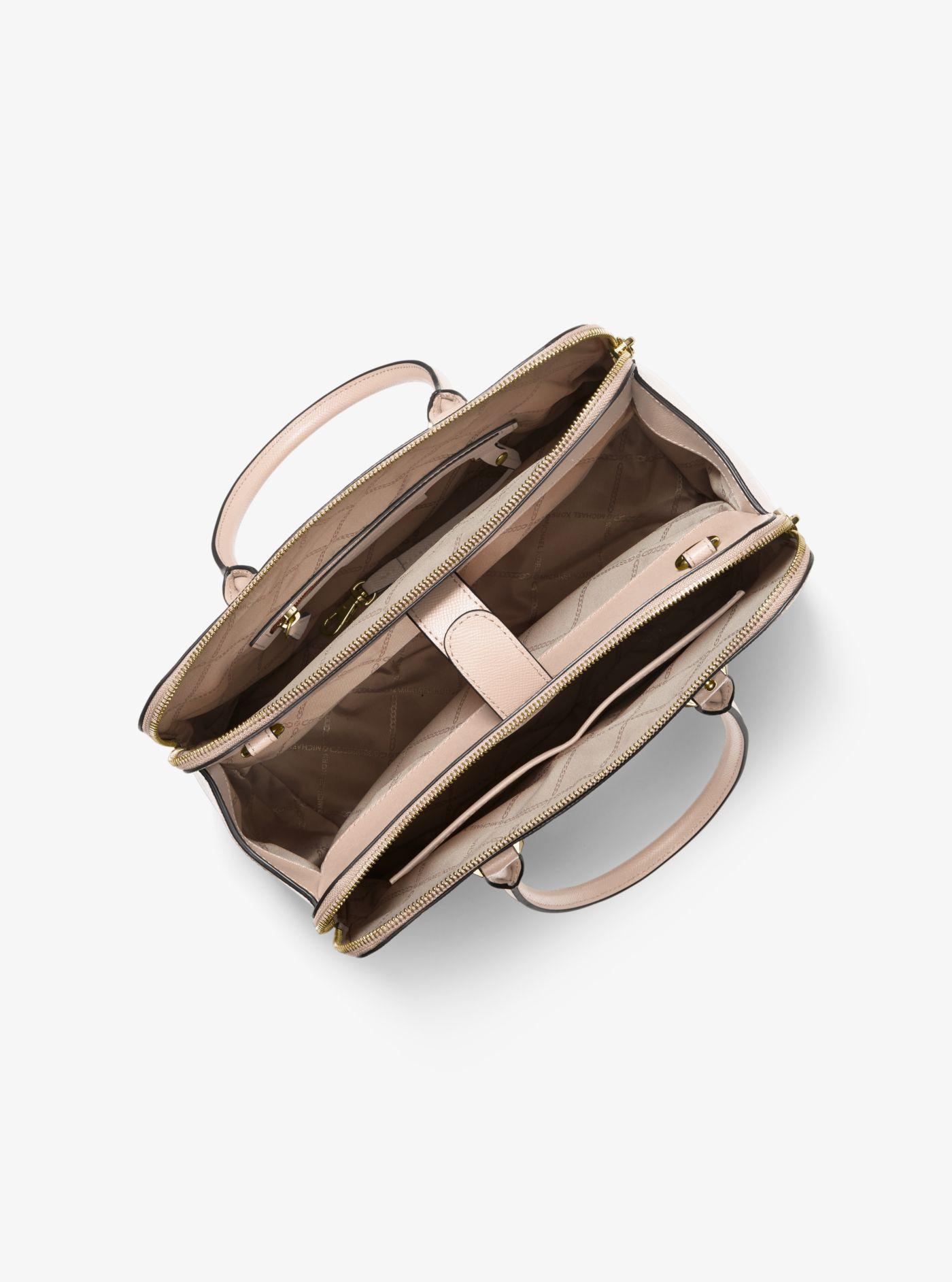 michael kors houston medium crossgrain leather satchel