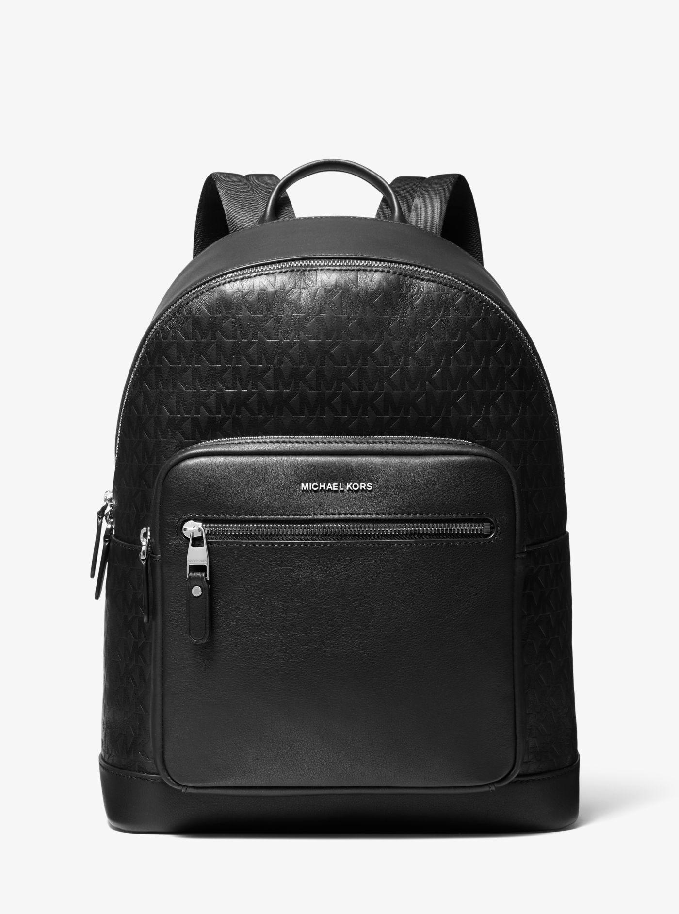 Michael Kors Hudson Logo Debossed Leather Backpack in Black for Men Lyst