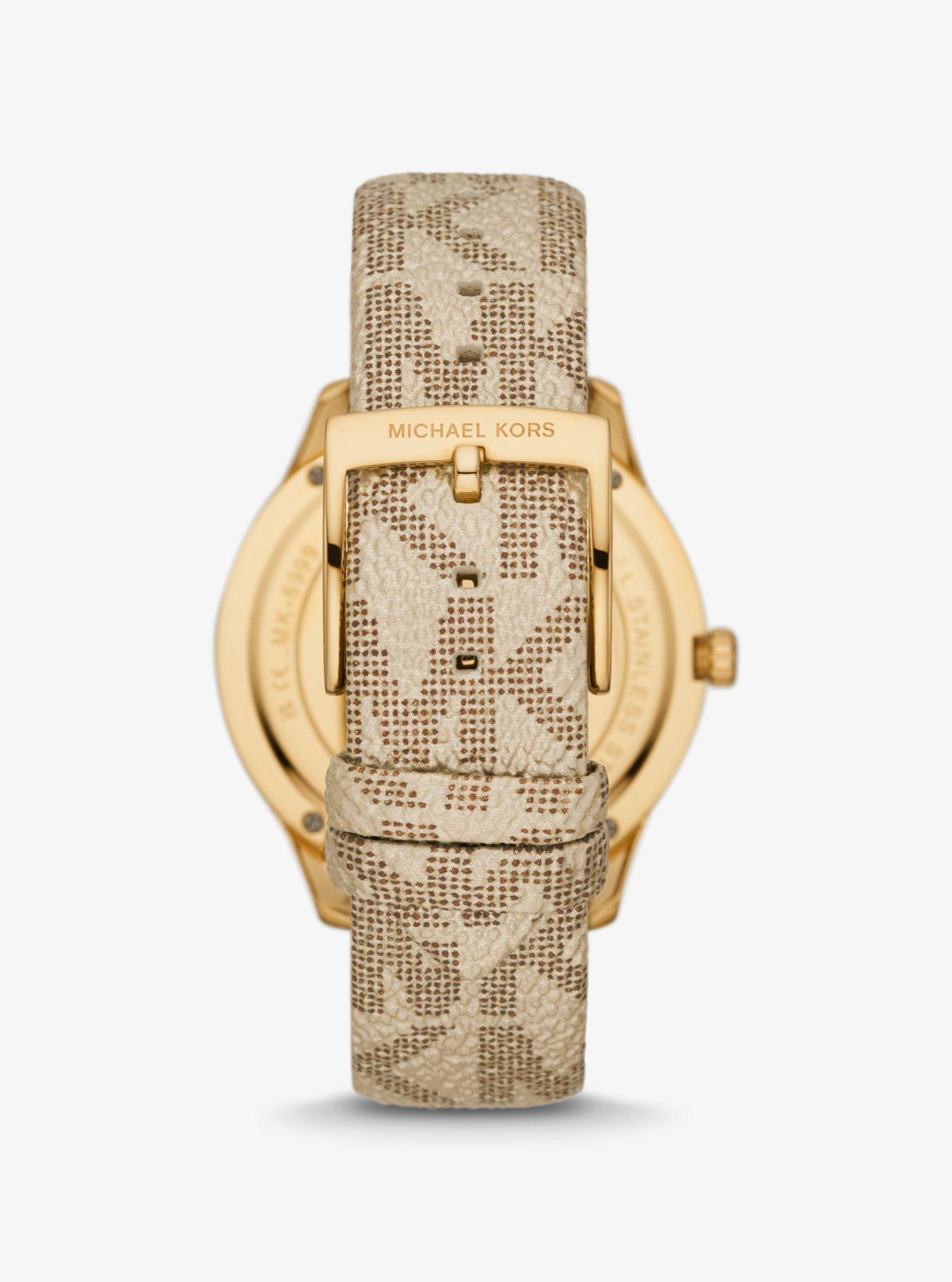 Michael Kors Canvas Oversized Runway Dive Pavé Gold-tone And 