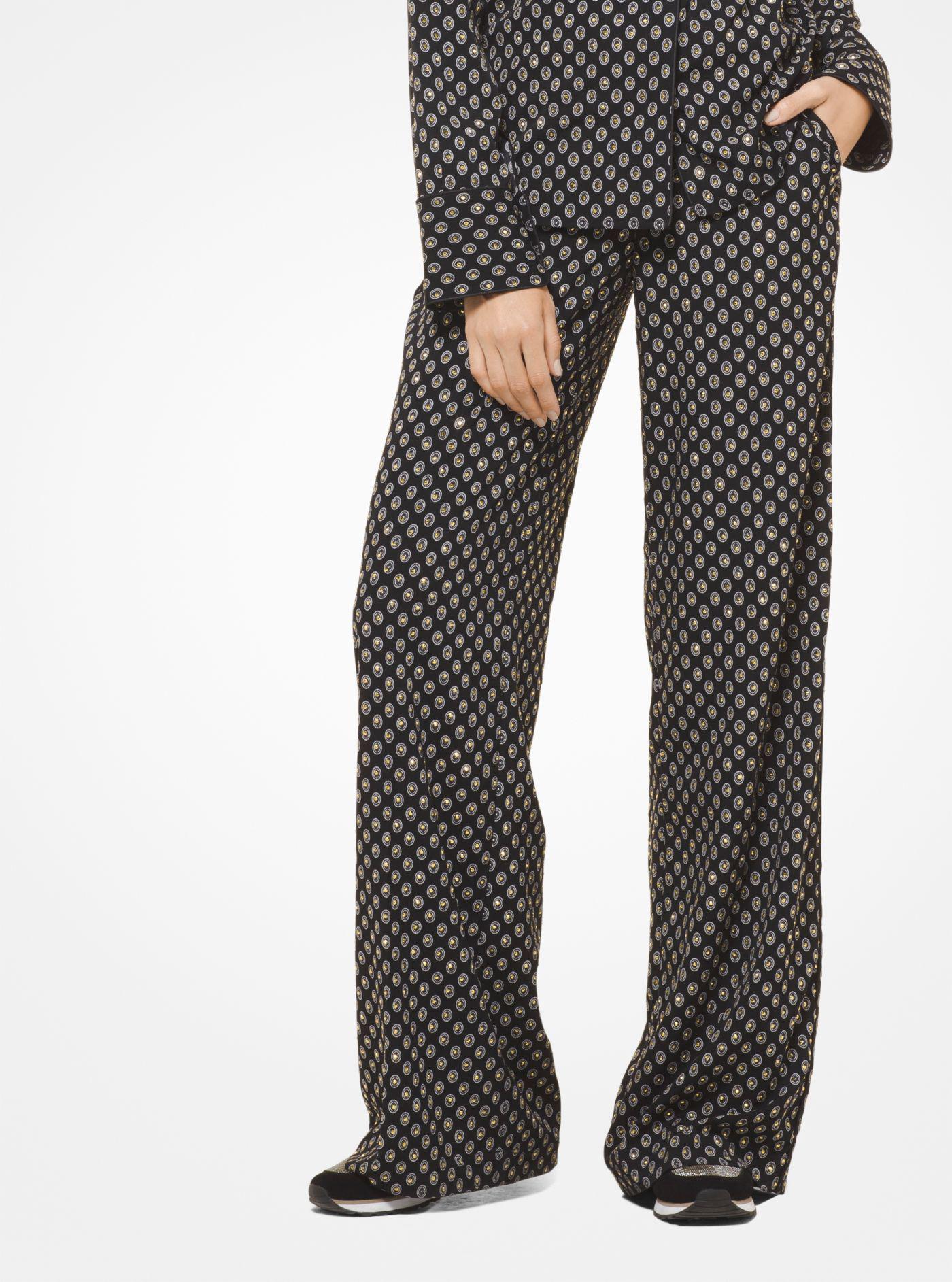 Michael Kors Synthetic Studded Medallion Pajama Pants in Black/Bone (Black)  - Lyst