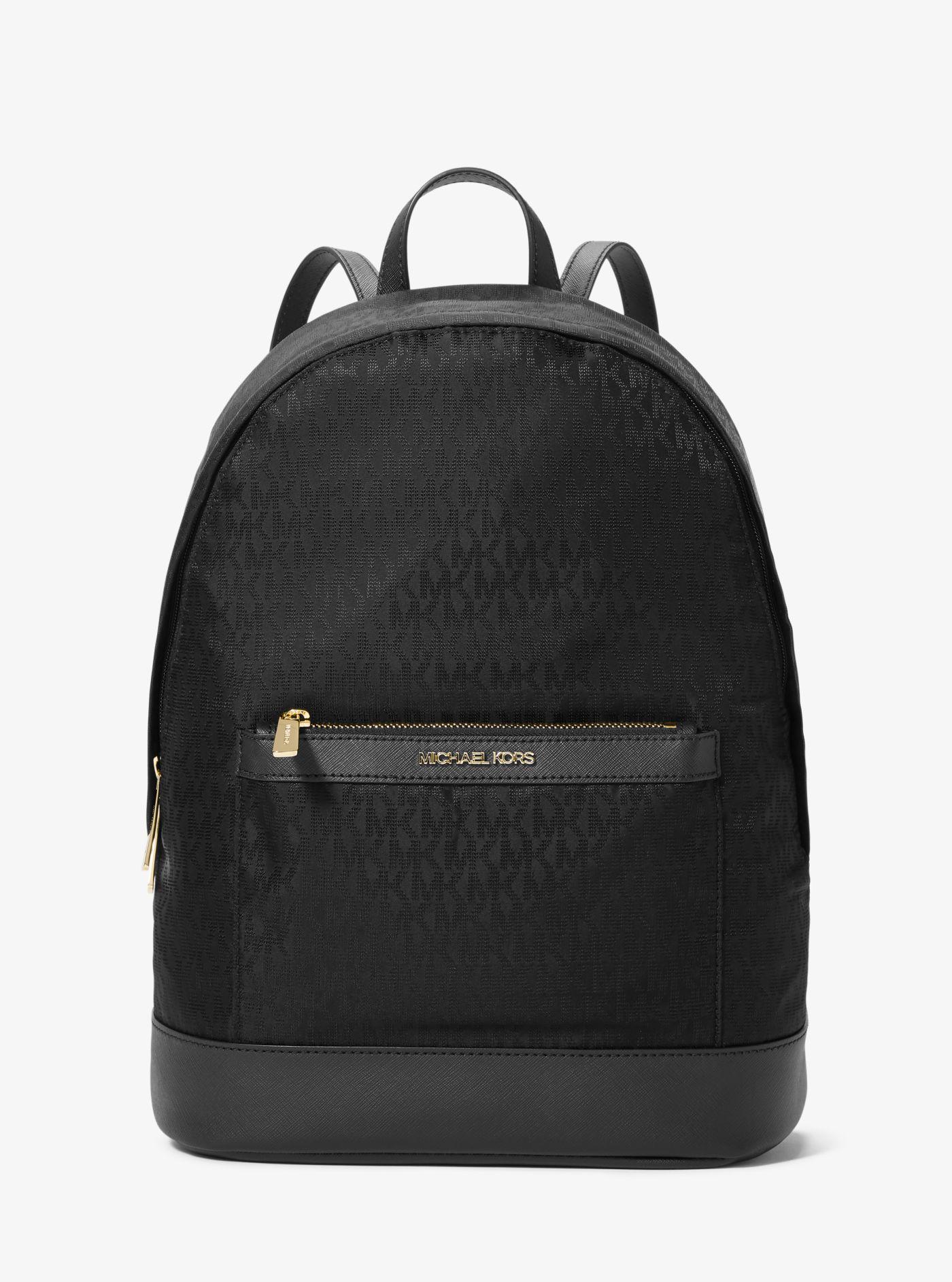 Michael Kors Synthetic Morgan Medium Logo Jacquard Backpack in Black - Lyst