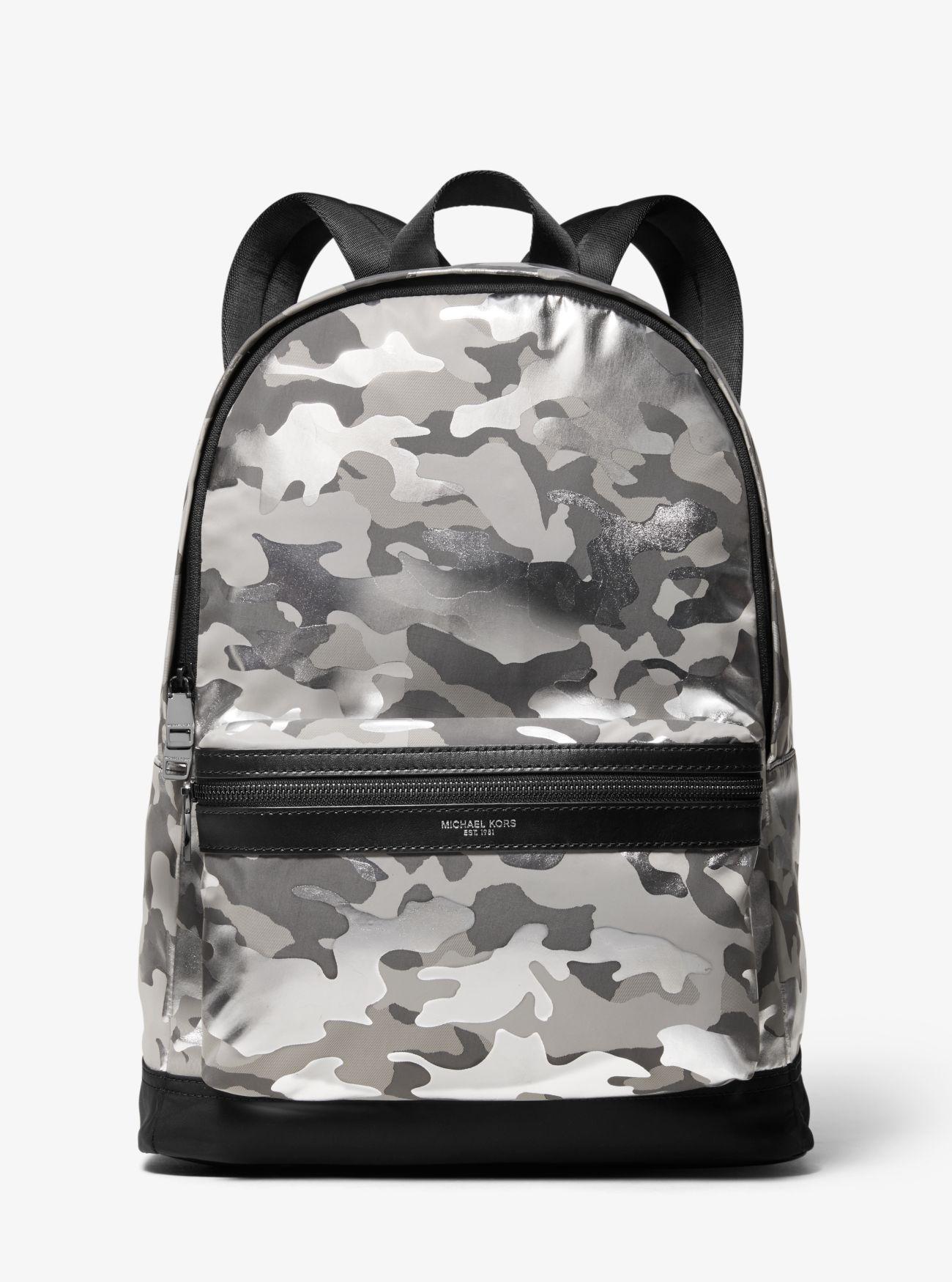 Michael Kors Synthetic Camouflage Kent Backpack in Silver (Metallic