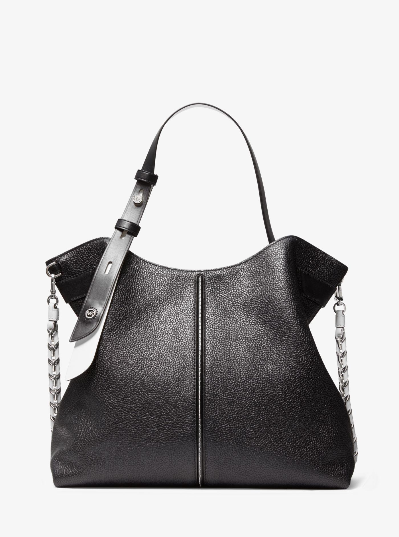 Michael Kors Downtown Astor Large Pebbled Leather Shoulder Bag in Black |  Lyst