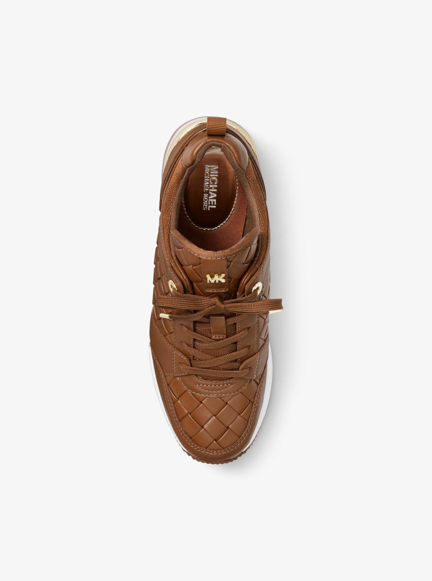 Michael Kors Georgie Woven Leather Trainer in Brown | Lyst