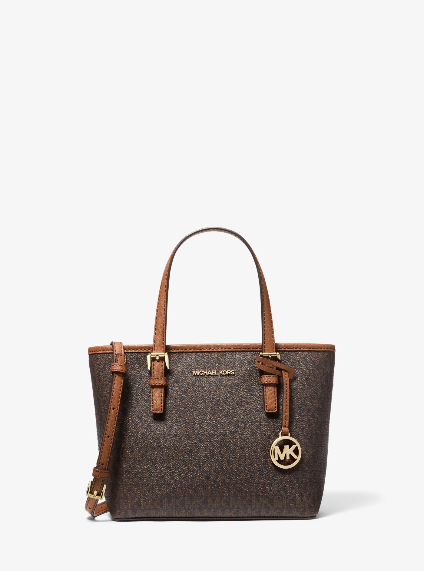 Michael Kors Jet Set Travel Extra-small Logo Top-zip Tote Bag in Brown |  Lyst