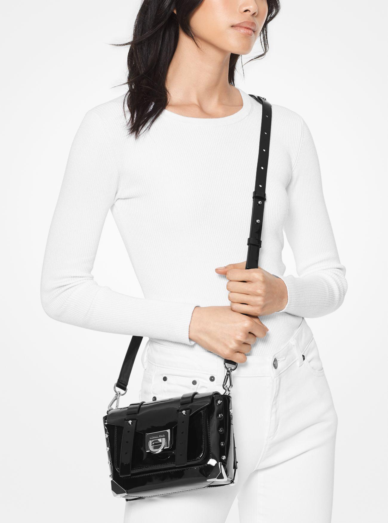 Michael Kors Mk Manhattan Small Patent Leather Crossbody Bag in Black | Lyst