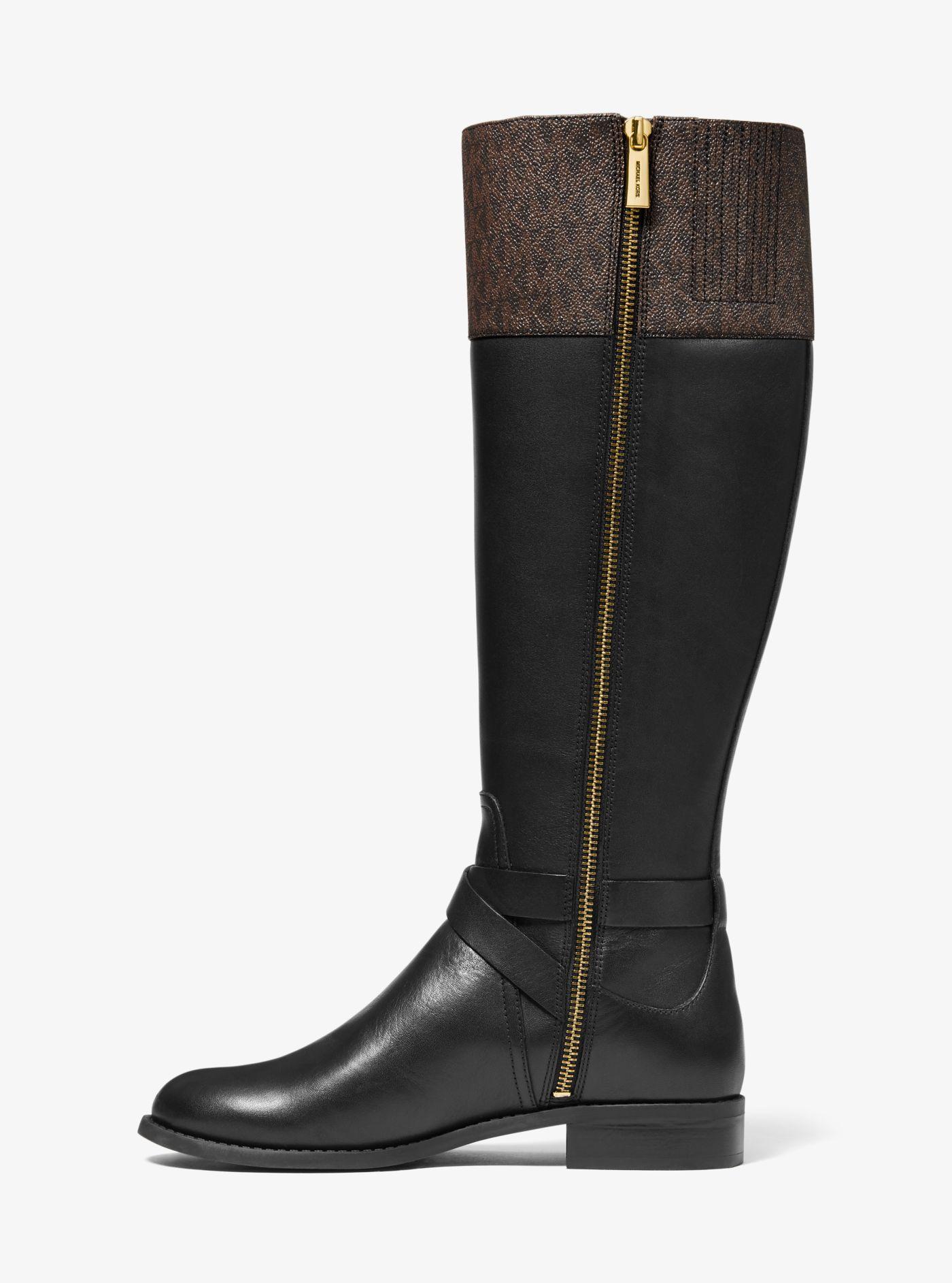 Michael Kors Kincaid Leather And Logo Riding Boot in Black - Lyst