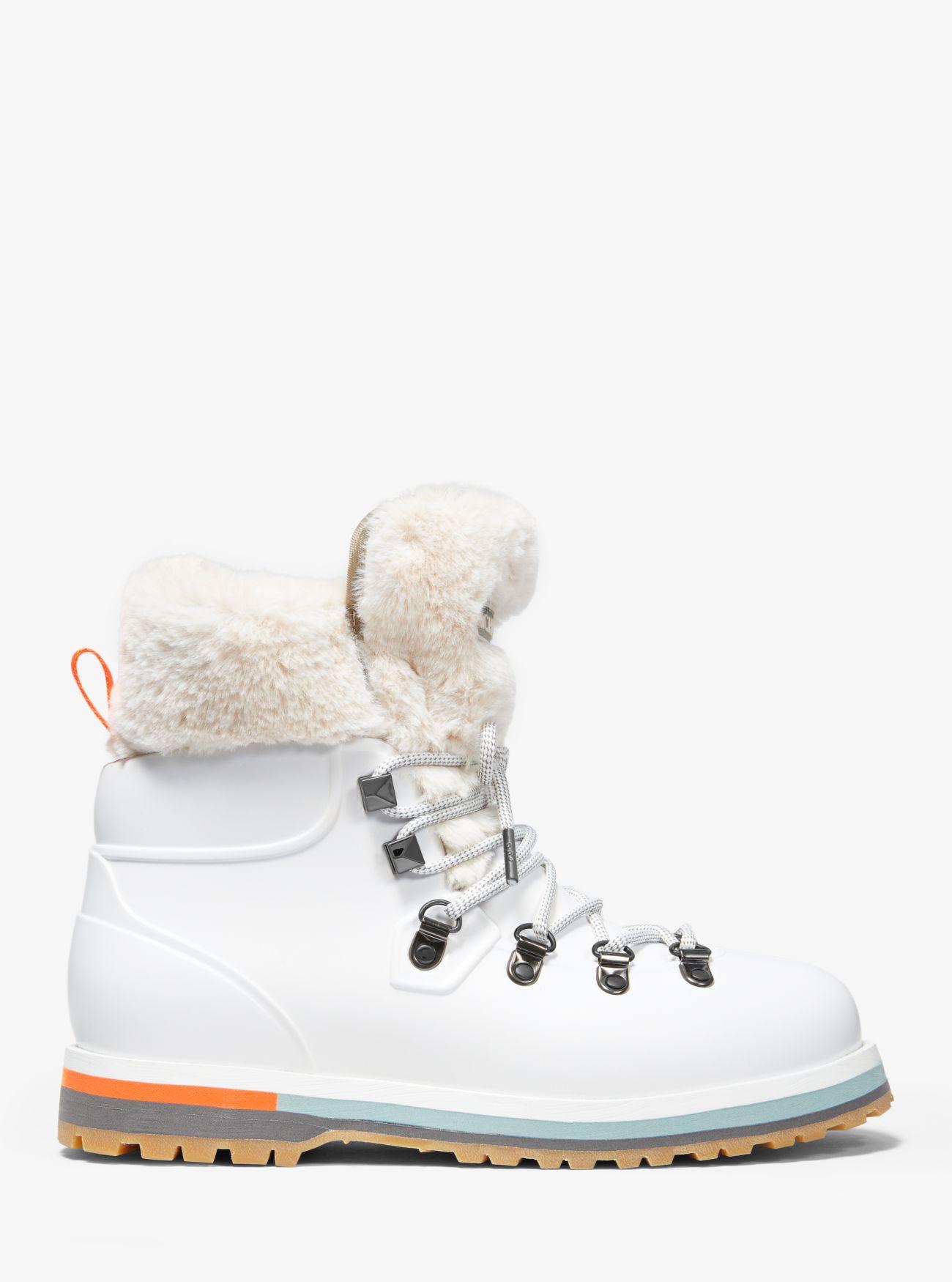 lanis pvc and faux fur rain boot