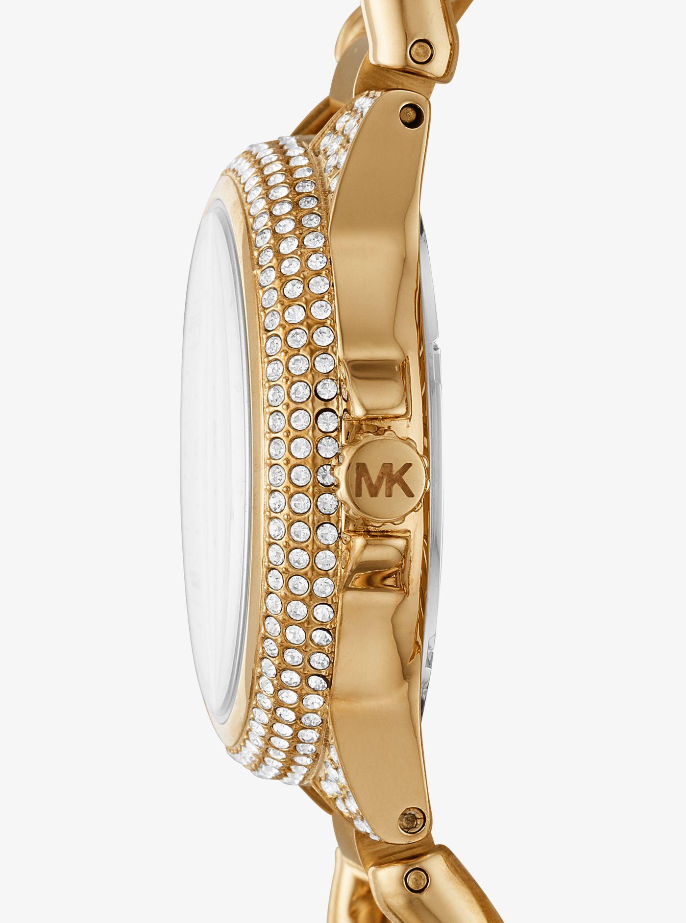 Michael Kors Mini Camille Pavé Gold-tone Curb-link Watch in 