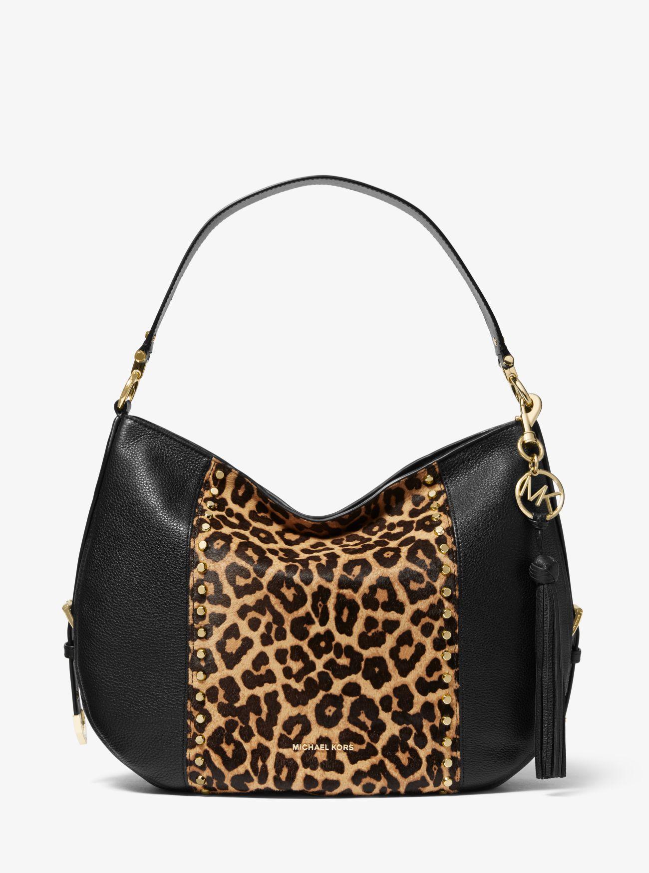 MICHAEL Michael Kors Brooke Large Leather And Leopard Calf ...