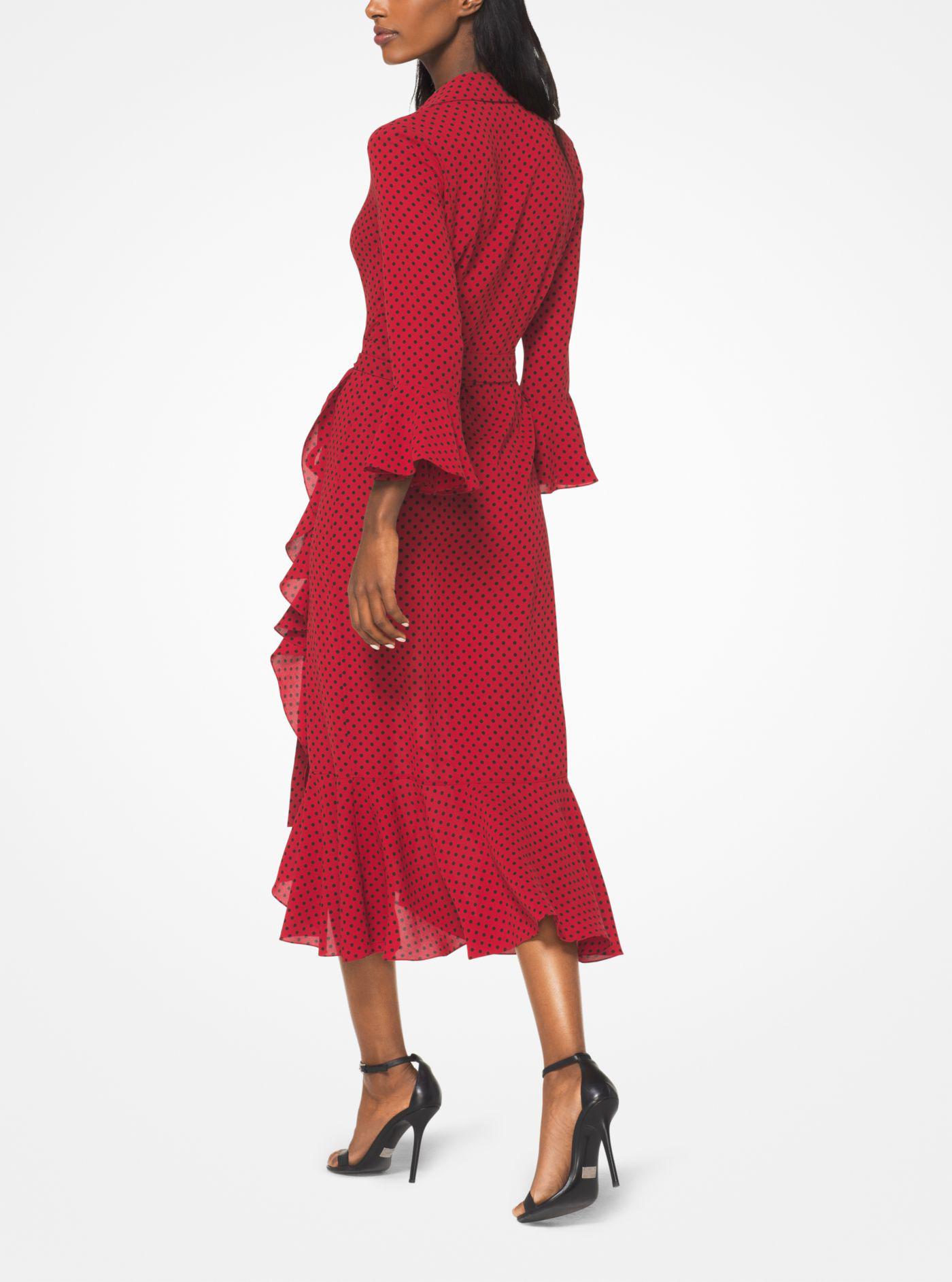 michael kors red polka dot dress