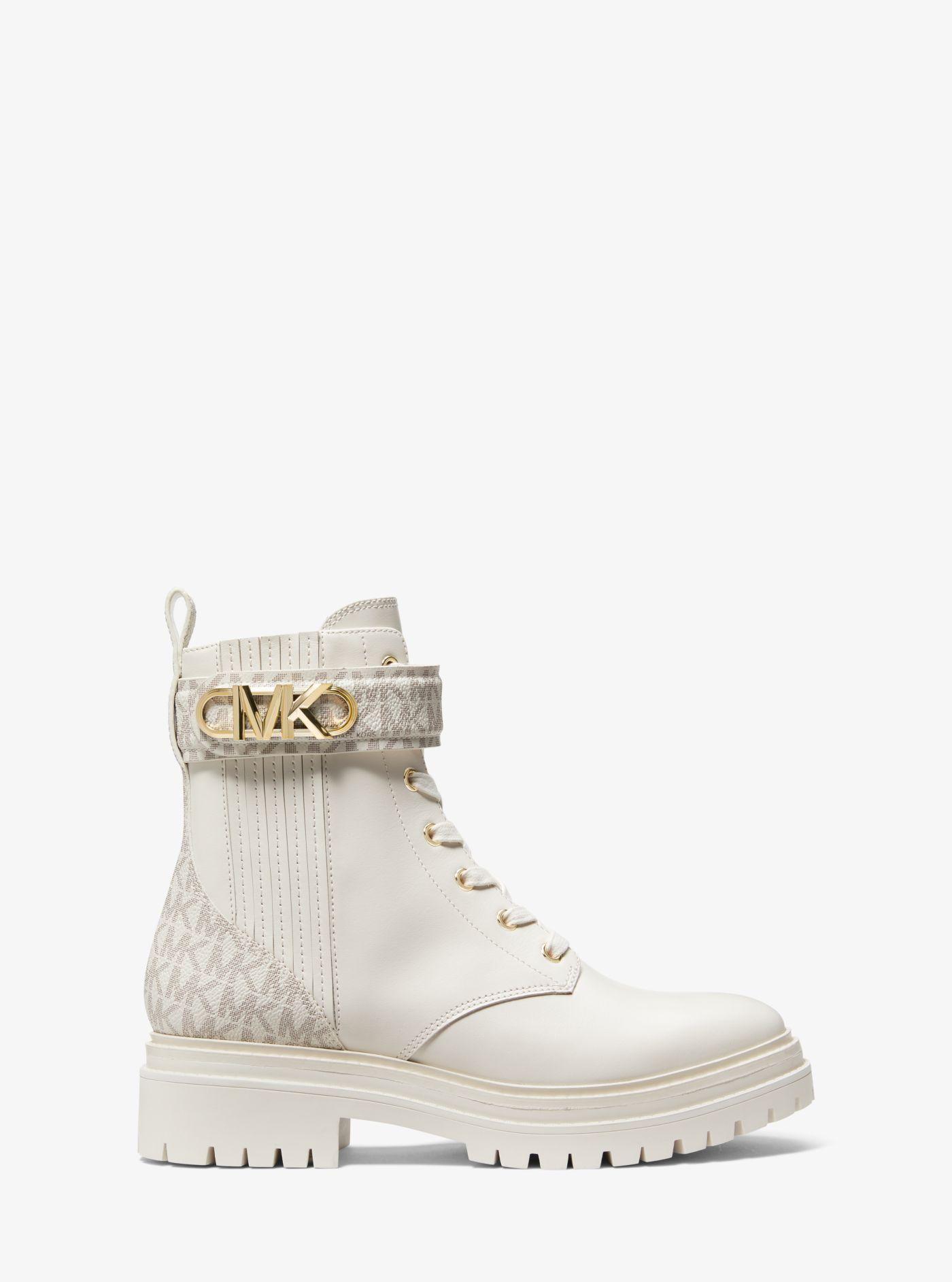 MICHAEL Michael Kors Parker Leather Combat Boot in White Lyst